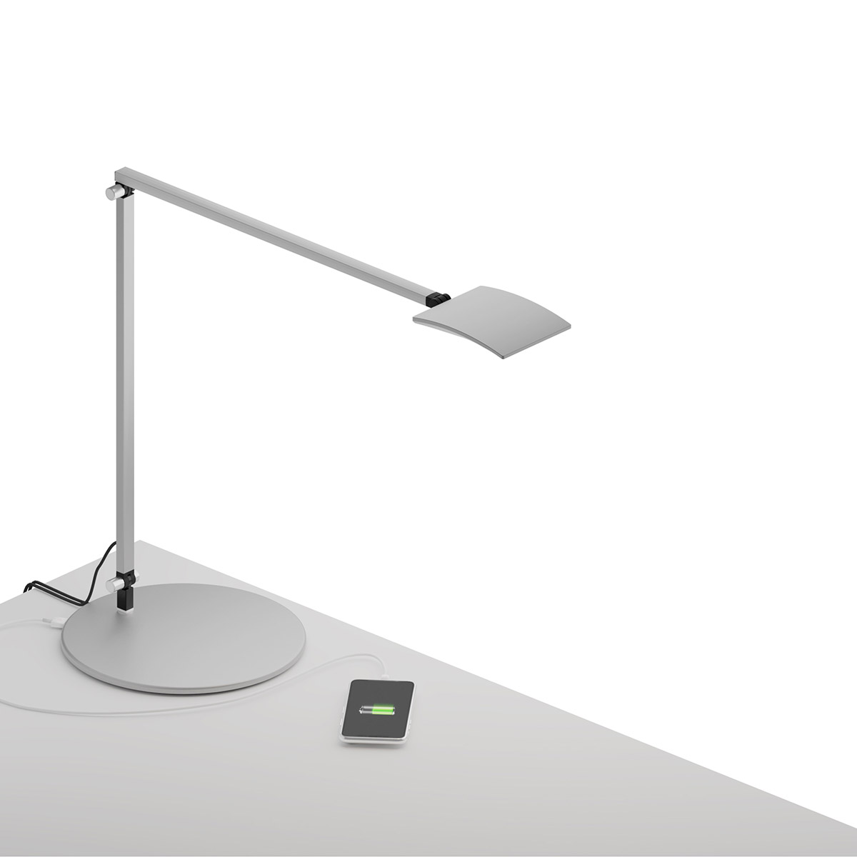 koncept Mosso Pro LED Tischleuchte, Silber mit USB-Port