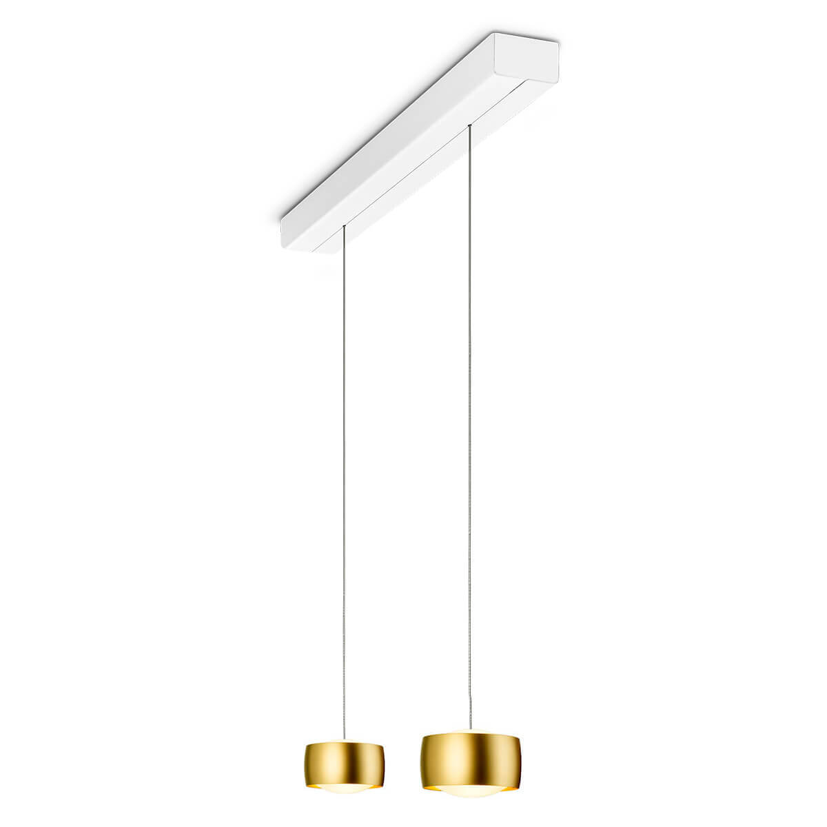 Oligo Grace LED Pendelleuchte, 2-flg., TW, unsichtbare Höhenverstellung, Baldachin: weiß matt, Gold