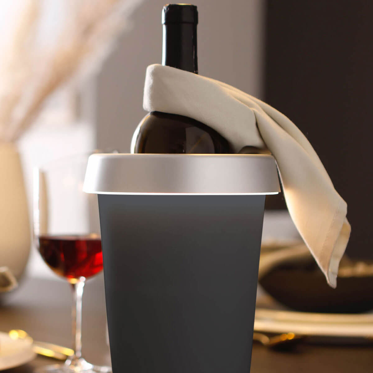 Villeroy & Boch Bordeaux LED Akkuleuchte & Weinkühler, anthrazit