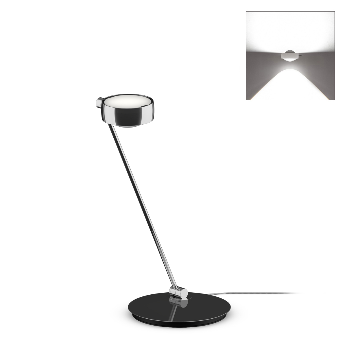 Occhio Sento E tavolo LED Tischleuchte, 60 cm, 2700 K, Ausrichtung: rechts vom Objekt, Chrom