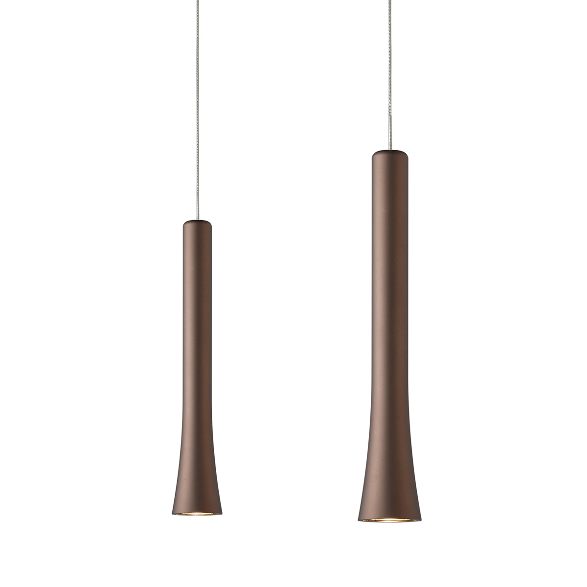 Oligo Rio LED Pendelleuchte, 2-flg., unsichtbare Höhenverstellung, Baldachin: weiß matt, Brazilian brown
