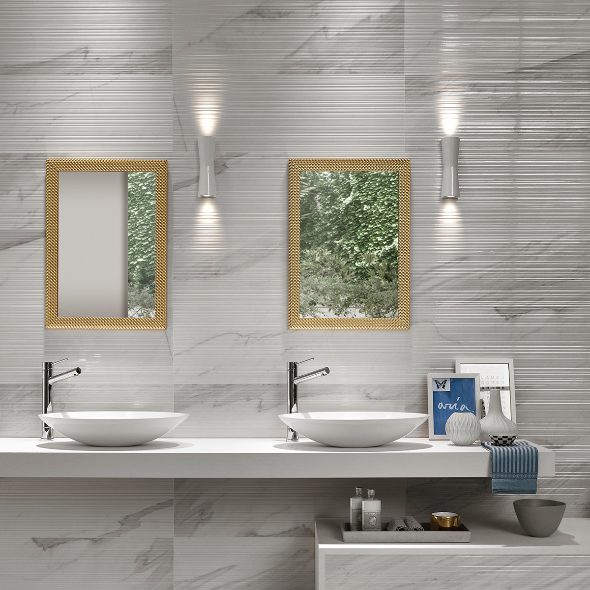 Flos Clessidra LED Wandleuchte, Abstrahlwinkel: 20°+20°, weiß (©Courtesy Italgraniti)