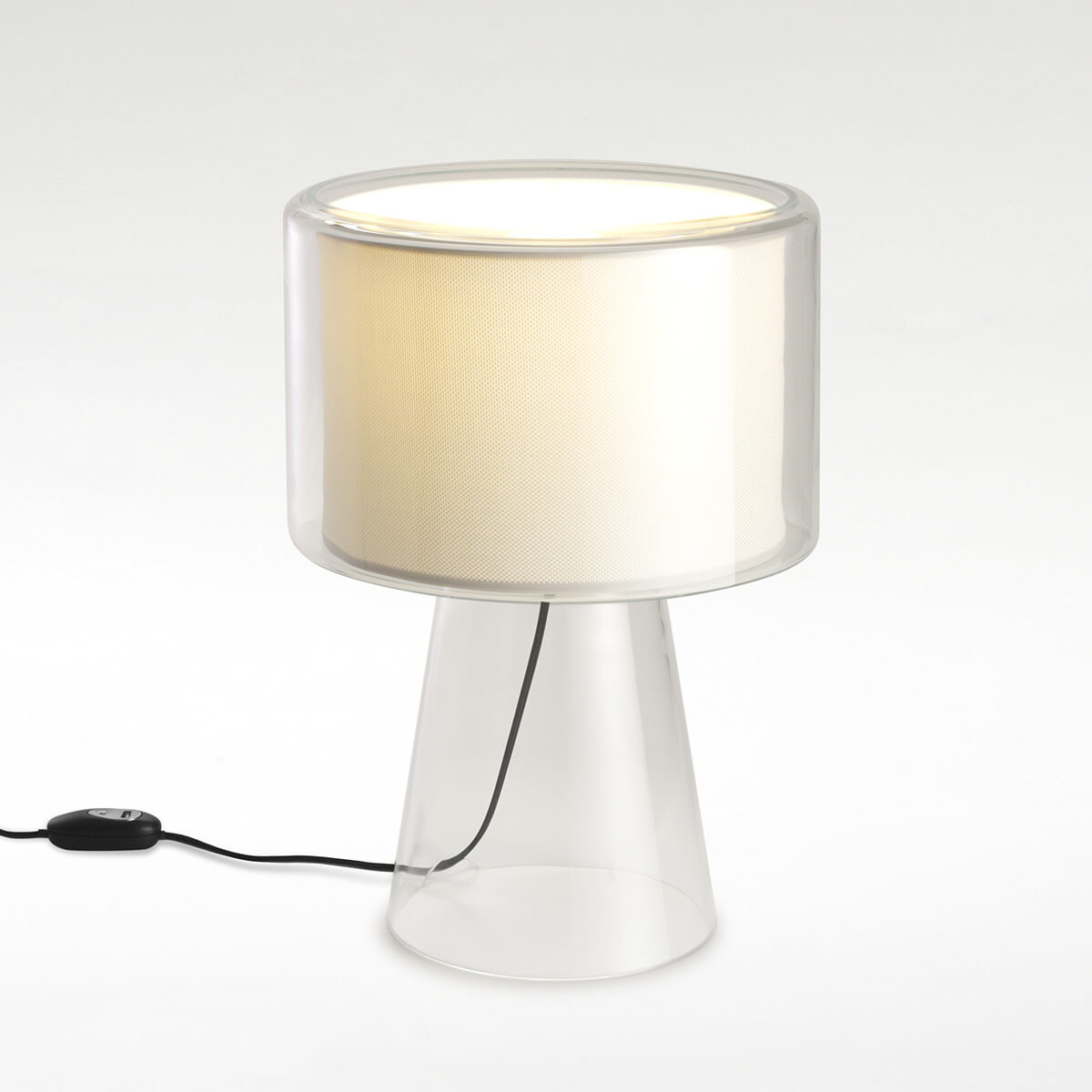 Marset Mercer M Tischleuchte, Schirm: Glas / Stoff perlweiß