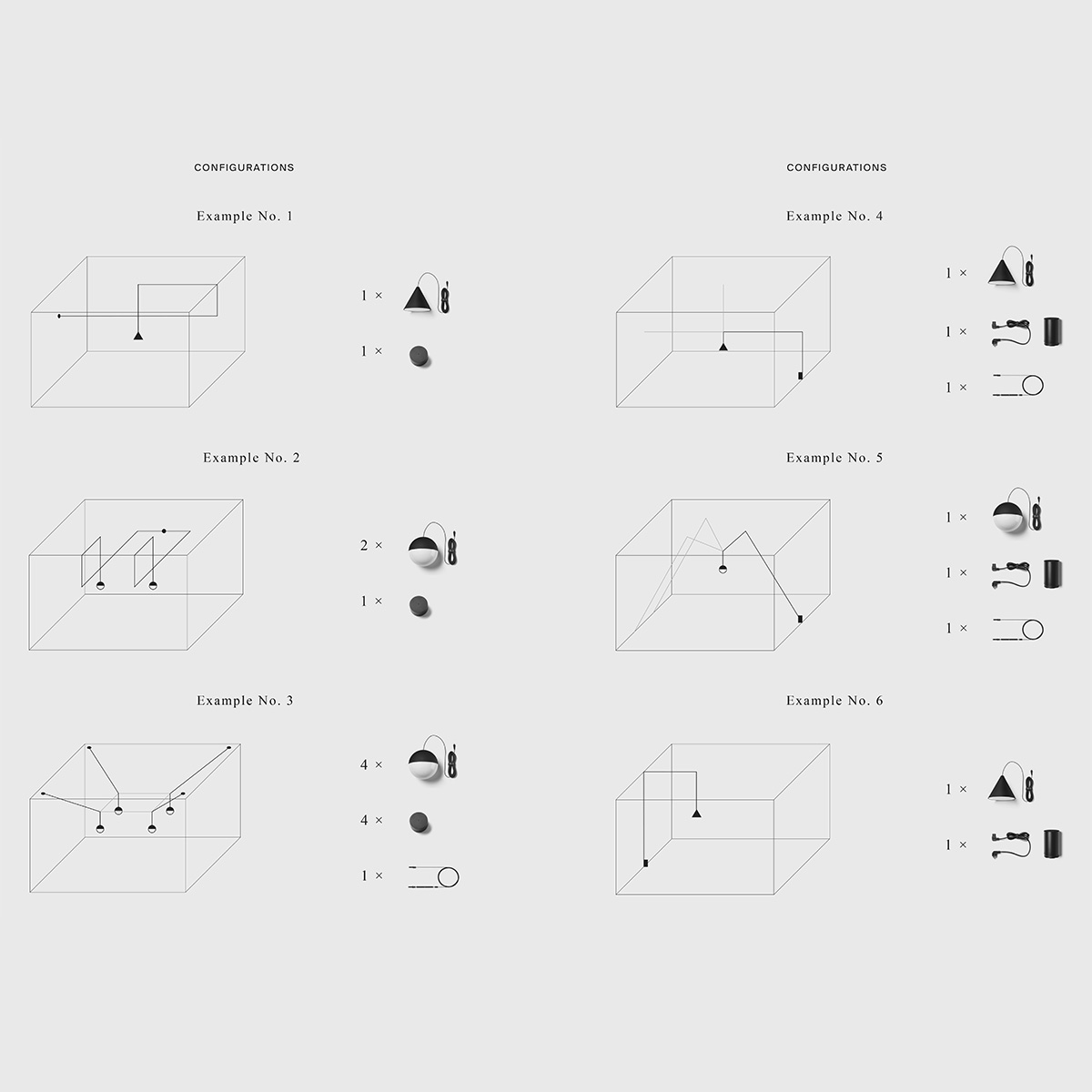 Flos String Light Kollektion, Konfigurationsmöglichkeiten (©Flos)