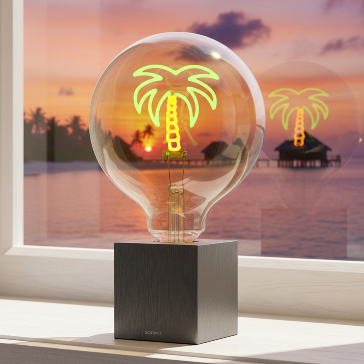 Palm Tree LED Filament Globelampe E27 Amber, 1,5 W 2000 K