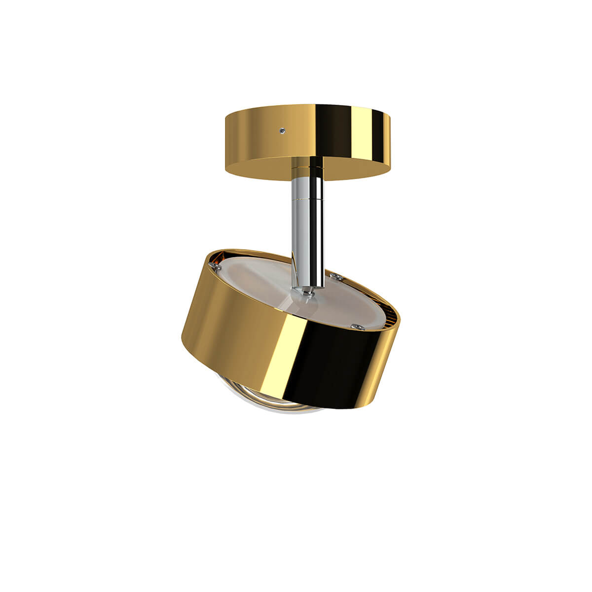 Top Light Puk Mini Turn Up & Down Deckenleuchte, Gehäuse, 24 Karat vergoldet / Chrom, mit Linse klar (nicht inbegriffen)