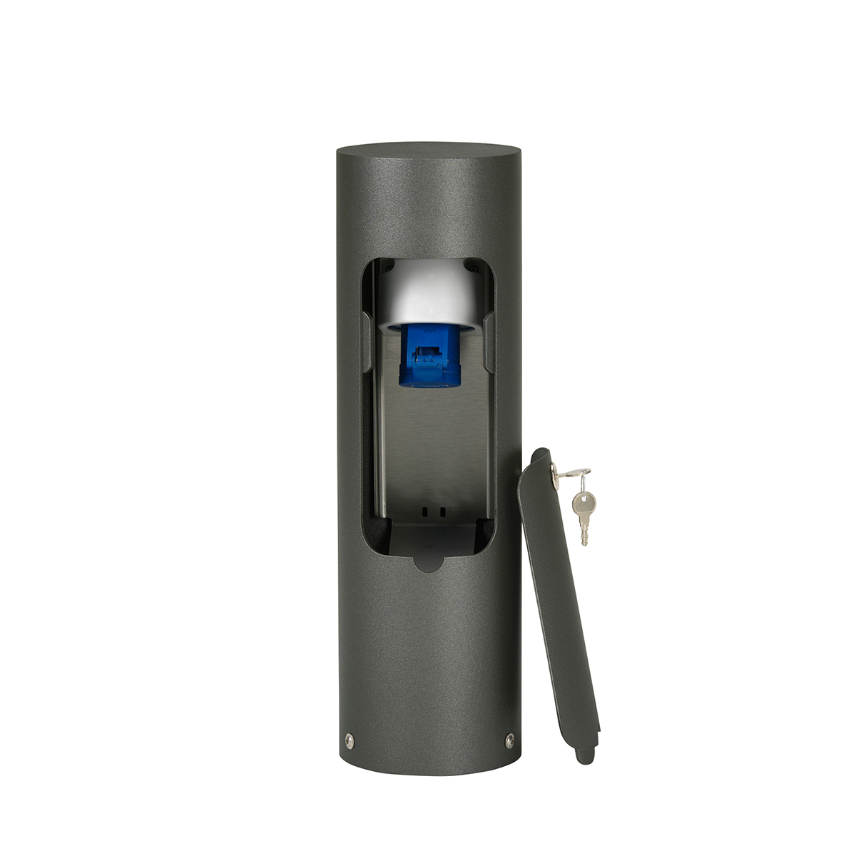 Albert Leuchten 624411 Steckdosensäule, abschließbar, CEE Einbausteckdose, anthrazit (geöffnet) 624411 Steckdosensäule, abschließbar