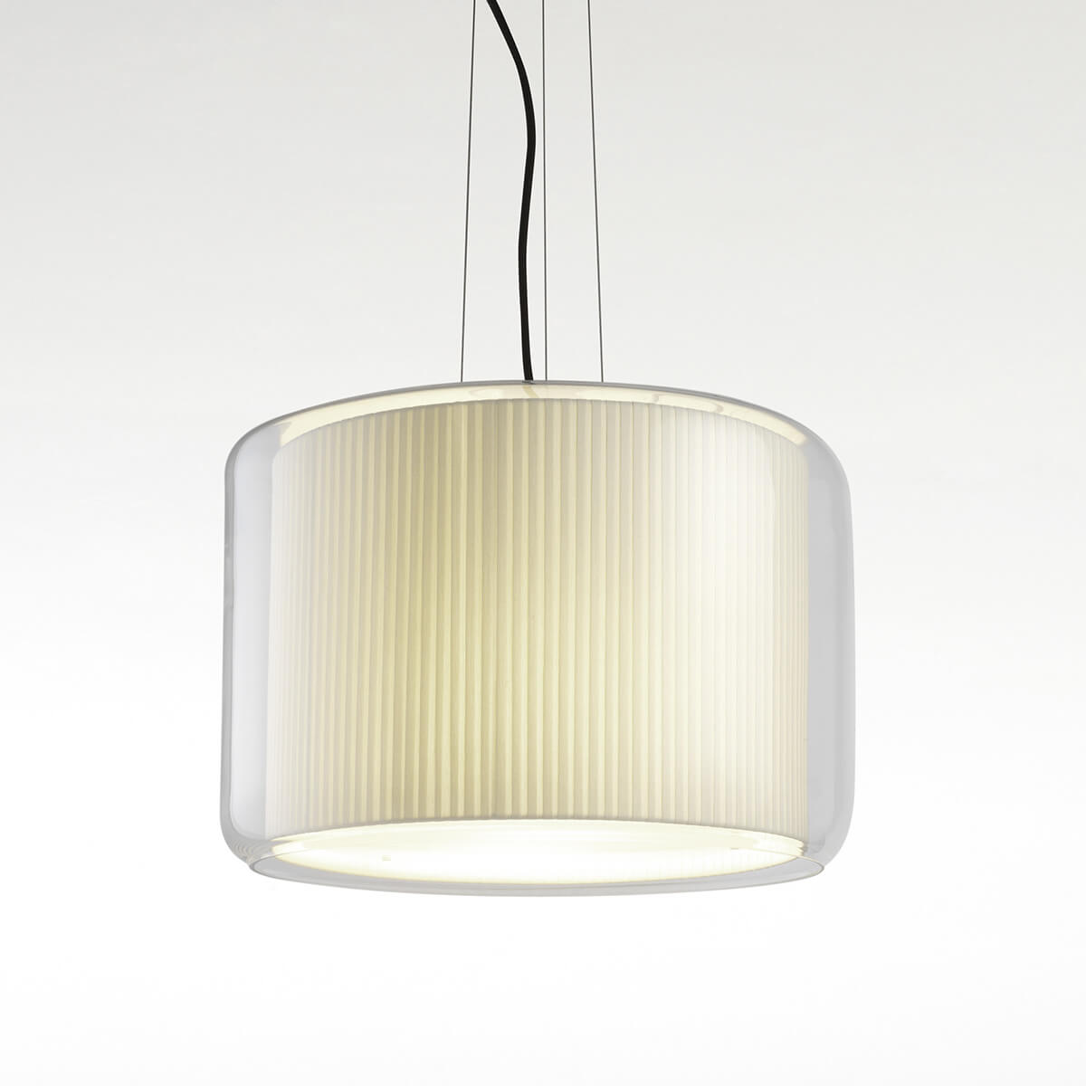 Marset Mercer 44 Pendelleuchte, Schirm: Glas / Baumwollband natur
