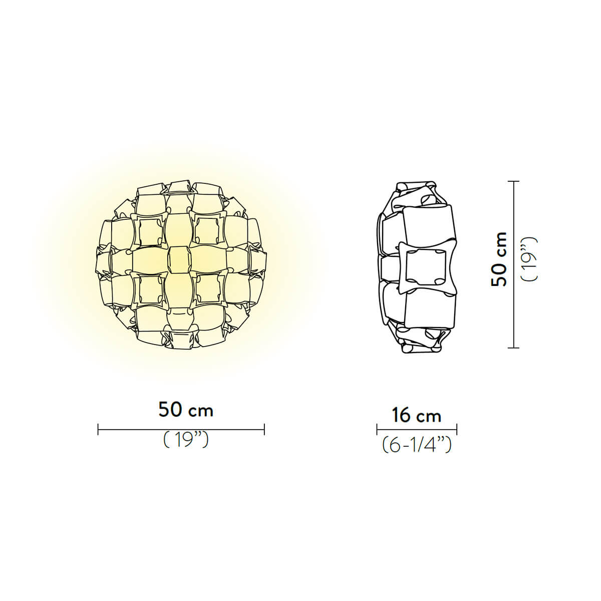 Slamp Mida Ceiling / Wall Medium, Maßzeichnung