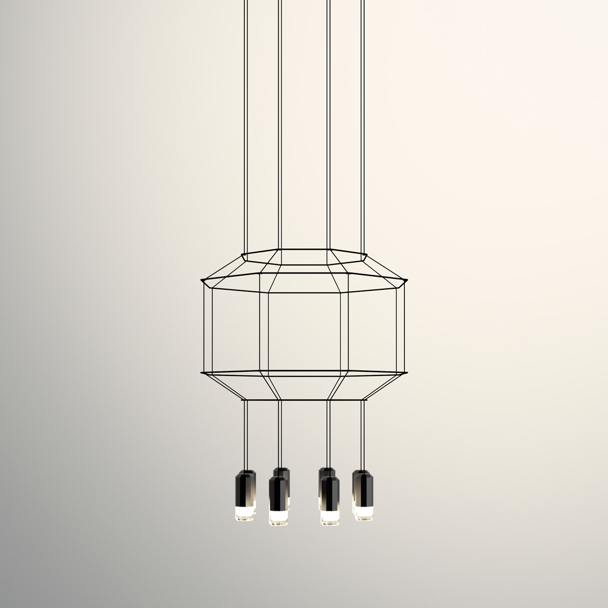 Vibia Wireflow LED Pendelleuchte, 8-flg., 55 x 55 cm, schwarz