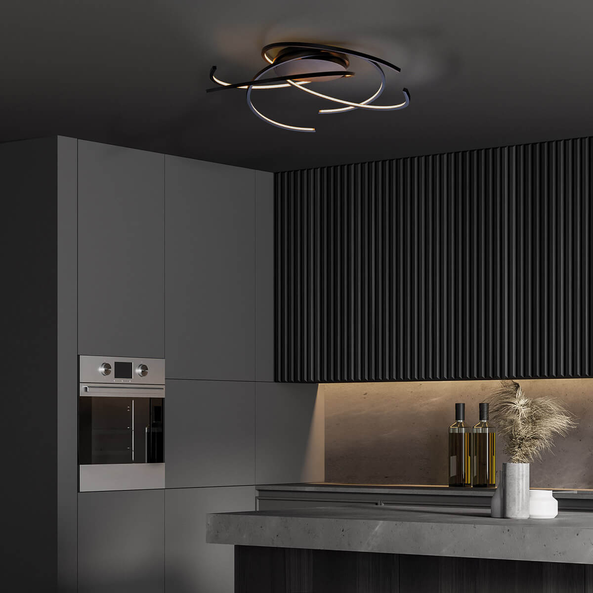 Escale Space Deckenleuchte, Länge: 55 cm, schwarz