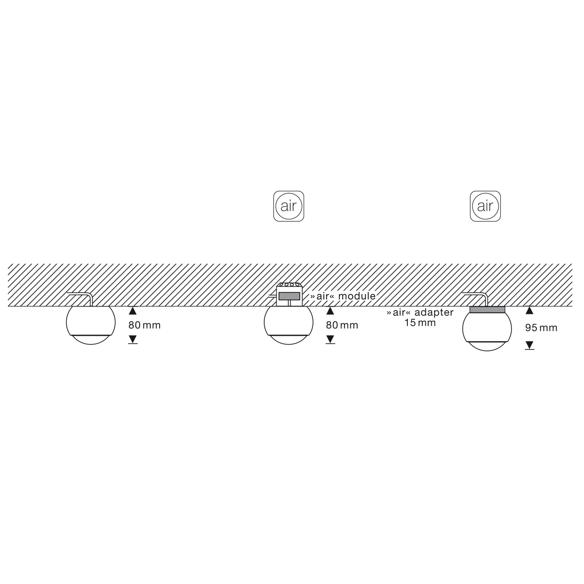 Occhio io alto v Volt C LED Deckenstrahler, Montageoptionen (Occhio air Modul als Zubehör erhältlich)
