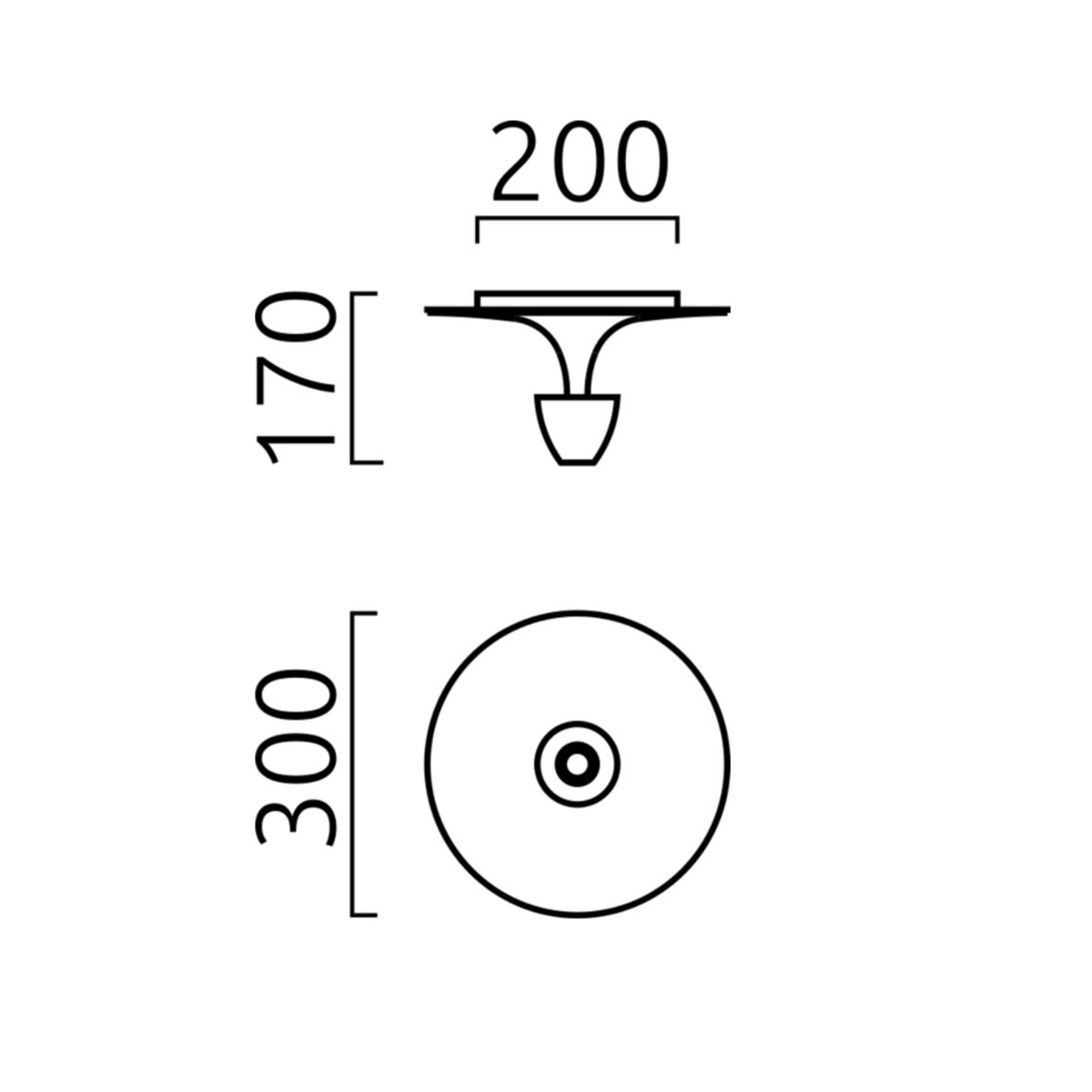 Helestra Redo LED Deckenleuchte, Ø: 30 cm, Maßzeichnung