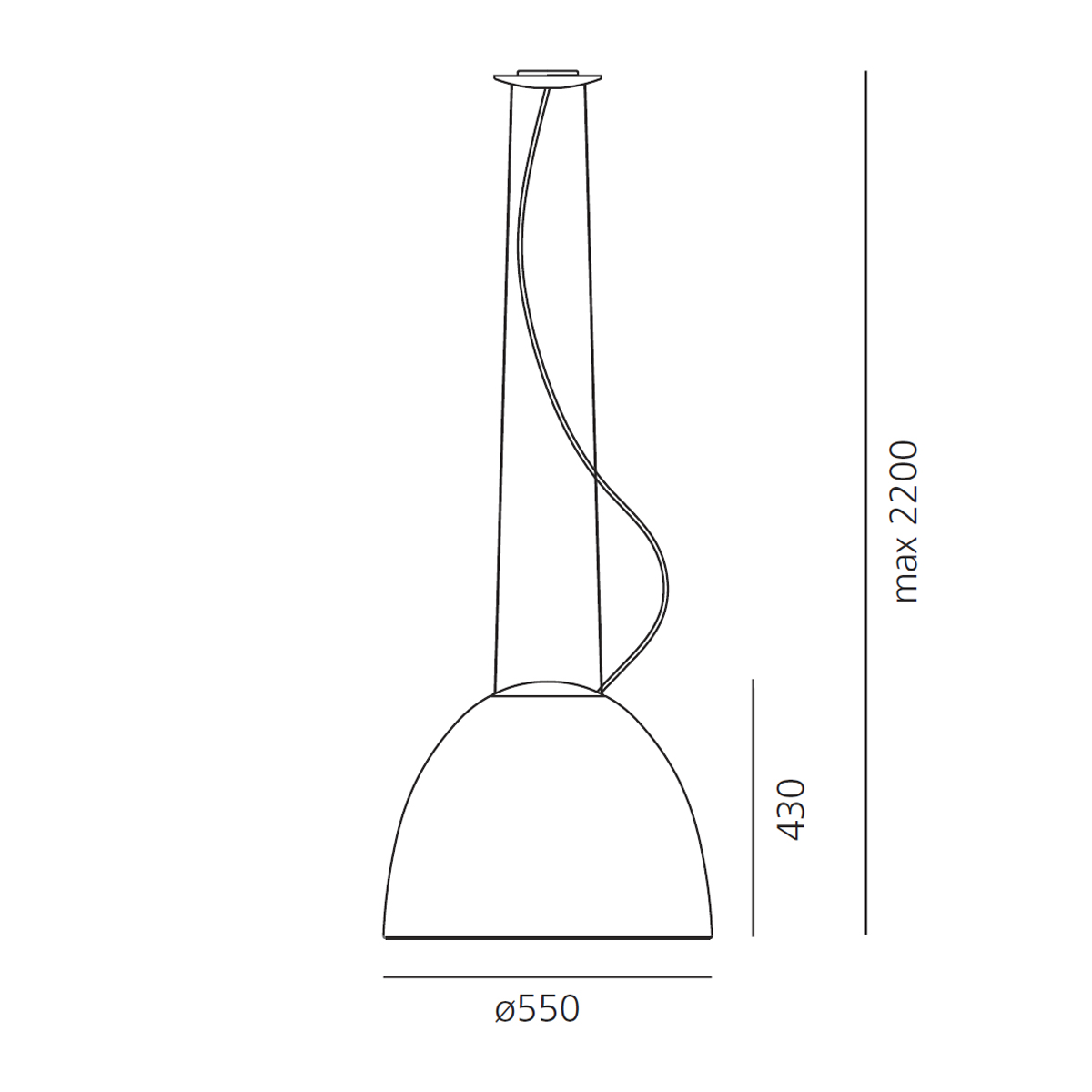 Artemide Design Nur Gloss Sospensione, Maßzeichnung