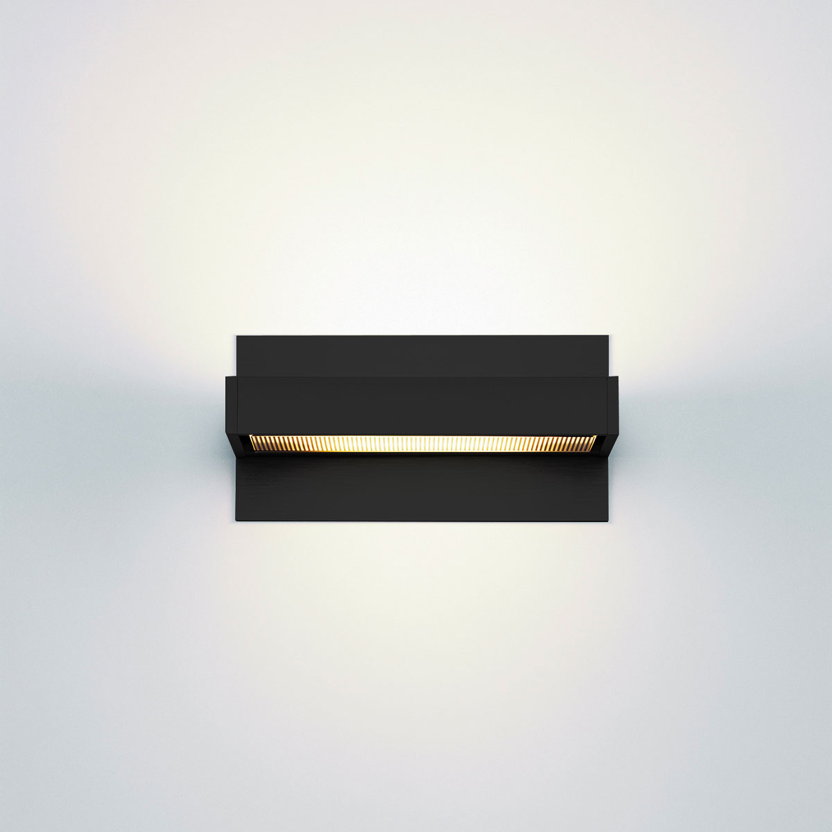 Serien.lighting SML² 220 Wall LED, schwarz lackiert, Gläser: satinée / Raster, mit SML² 220 Wall Wandabdeckung, schwarz lackiert