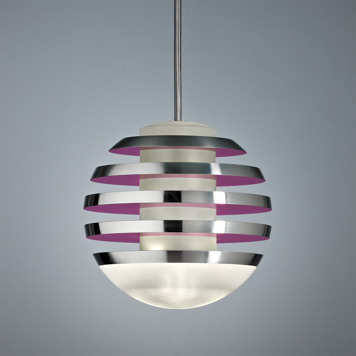 Tecnolumen Bulo LED Pendelleuchte, Aluminium / strawberry (lila)