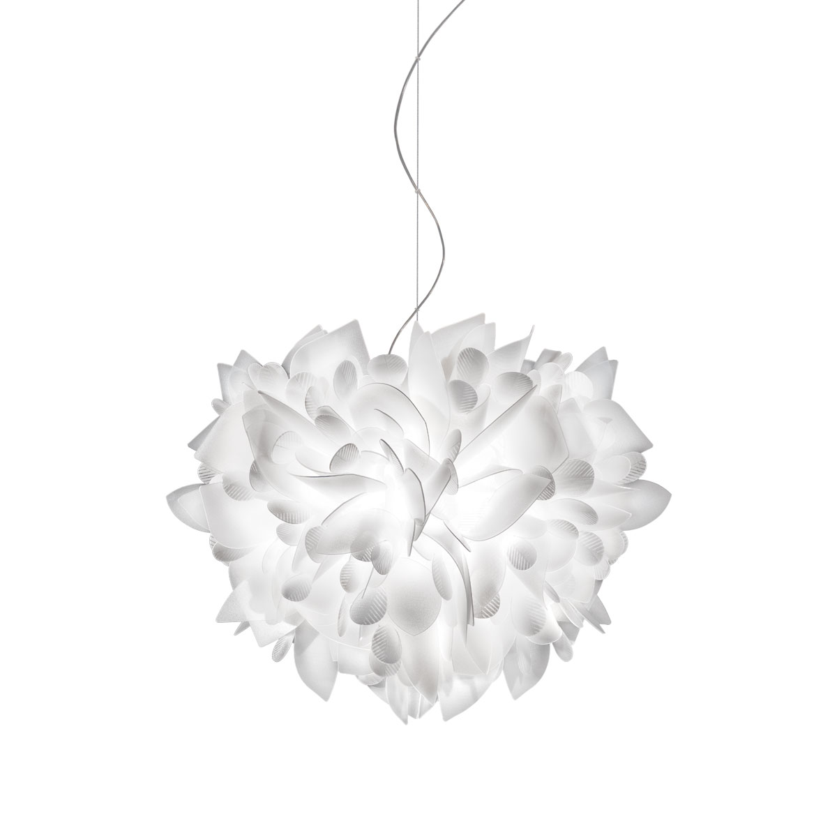 Slamp Veli Foliage Suspension, Textilkabel: transparent, weiß gemustert