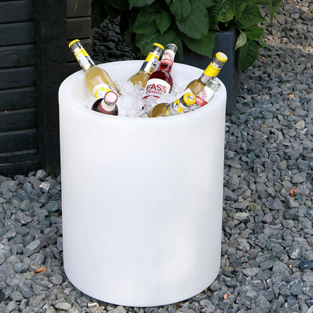 8 seasons design Shining Drum Dekoleuchte, weiß, auch als Getränkekühler nutzbar