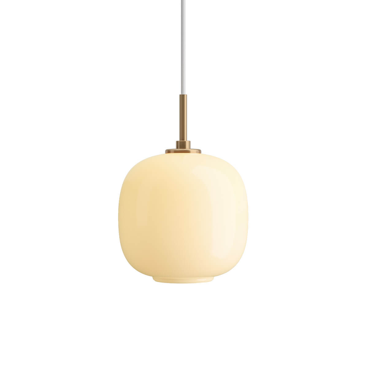Louis Poulsen VL 45 Radiohus Pendelleuchte, Ø: 17,5 cm, Glas blassgelb (ausgeschaltet)