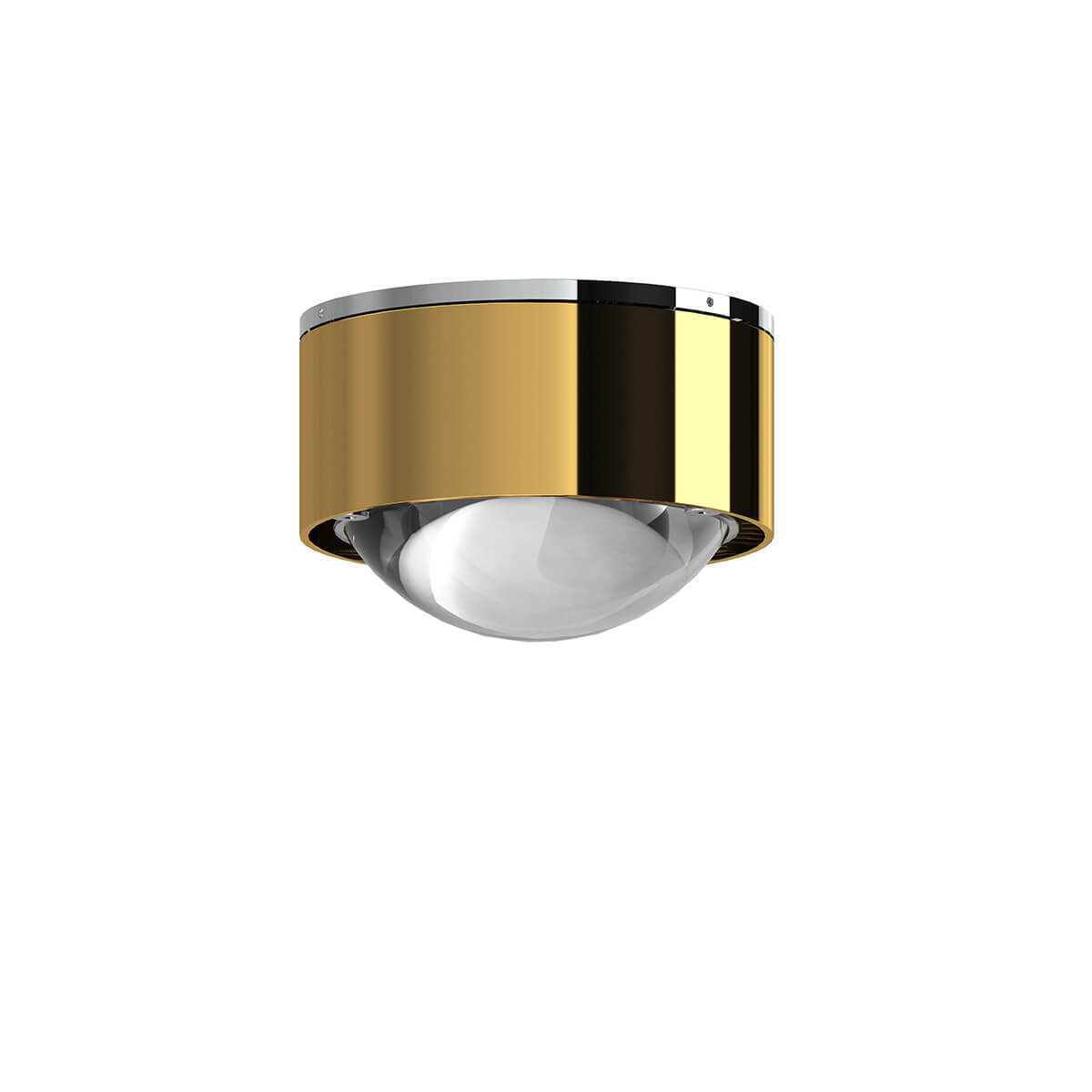 Top Light Puk Mini One 2 Deckenleuchte, Gehäuse, 24 Karat vergoldet / Chrom, mit Linse klar (nicht inbegriffen)