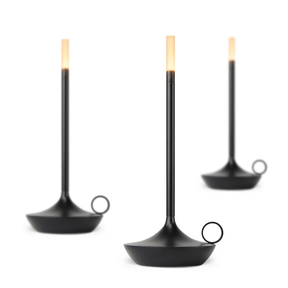 Graypants Wick LED Akkuleuchte, 3er Set, schwarz (eingeschaltet)