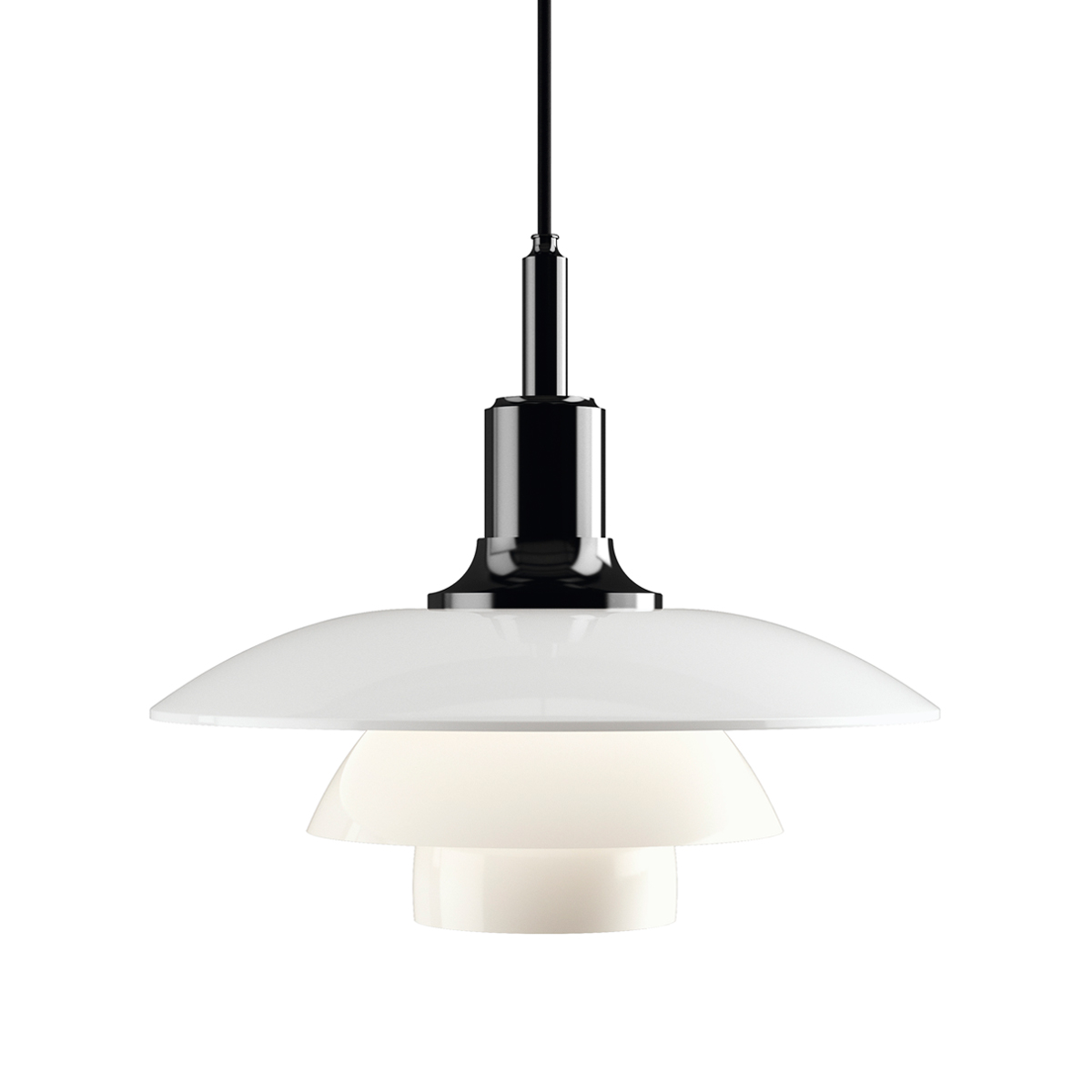 Louis Poulsen PH 3½-3 Glas Pendelleuchte schwarz metallisiert