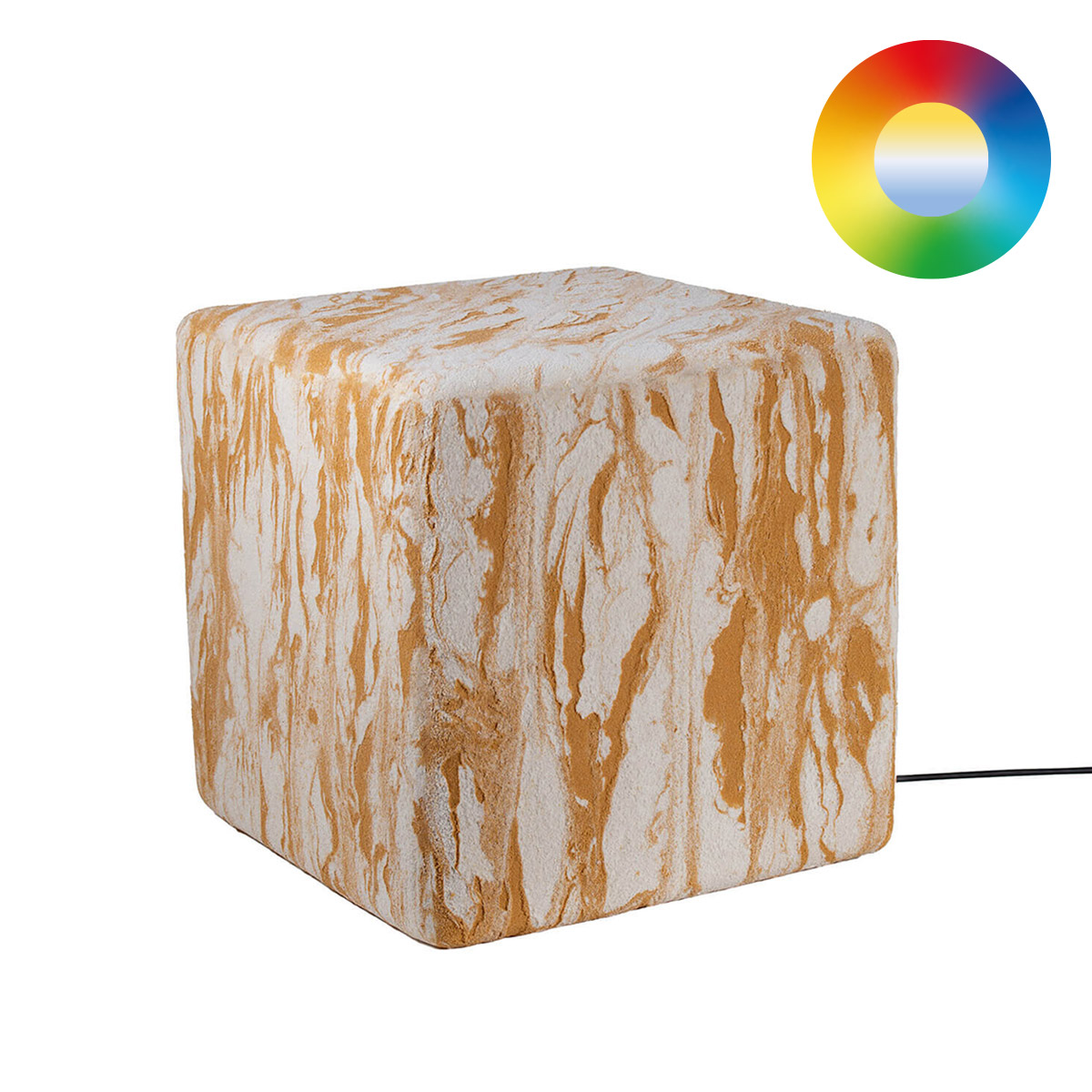 Epstein-Design Würfel Sahara RGBCCT-LED Außenleuchte mit ZigBee, 35 cm, Sandstein