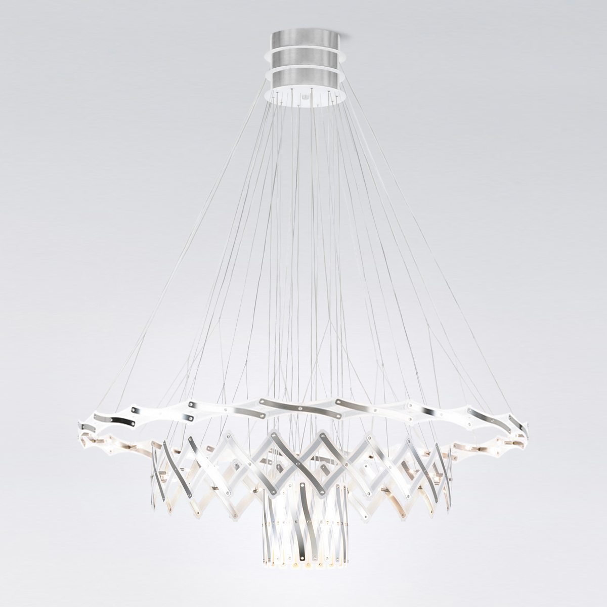 Serien.lighting Zoom Pendelleuchte, 3 Elemente Ø: 20–130 cm, 60-flg.