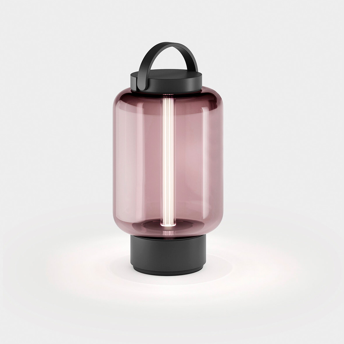 IP44.DE Qu LED Akkuleuchte, jet black (schwarz), Glas: Rosé