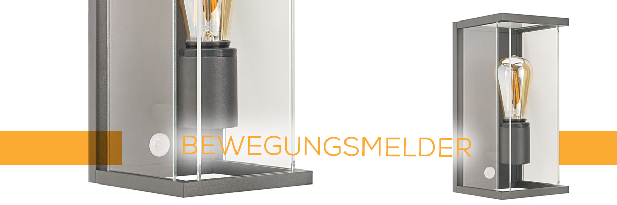 Kategoriebanner Wandleuchten mit Bewegungsmelder Outdoor Kategoriebanner Wandleuchten mit Bewegungsmelder Outdoor