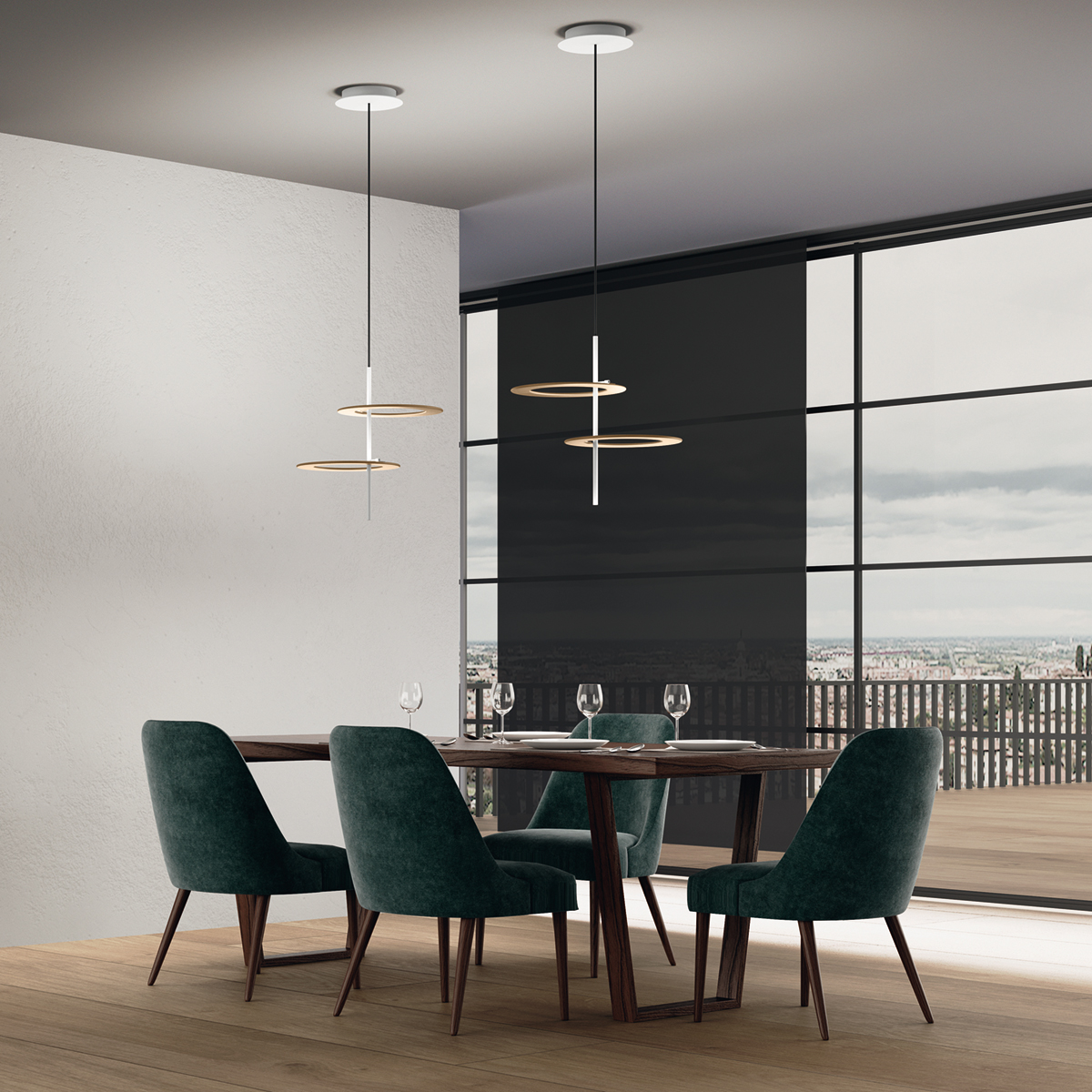 Icone Hula Hoop S2 LED Pendelleuchte, weiß / Messing