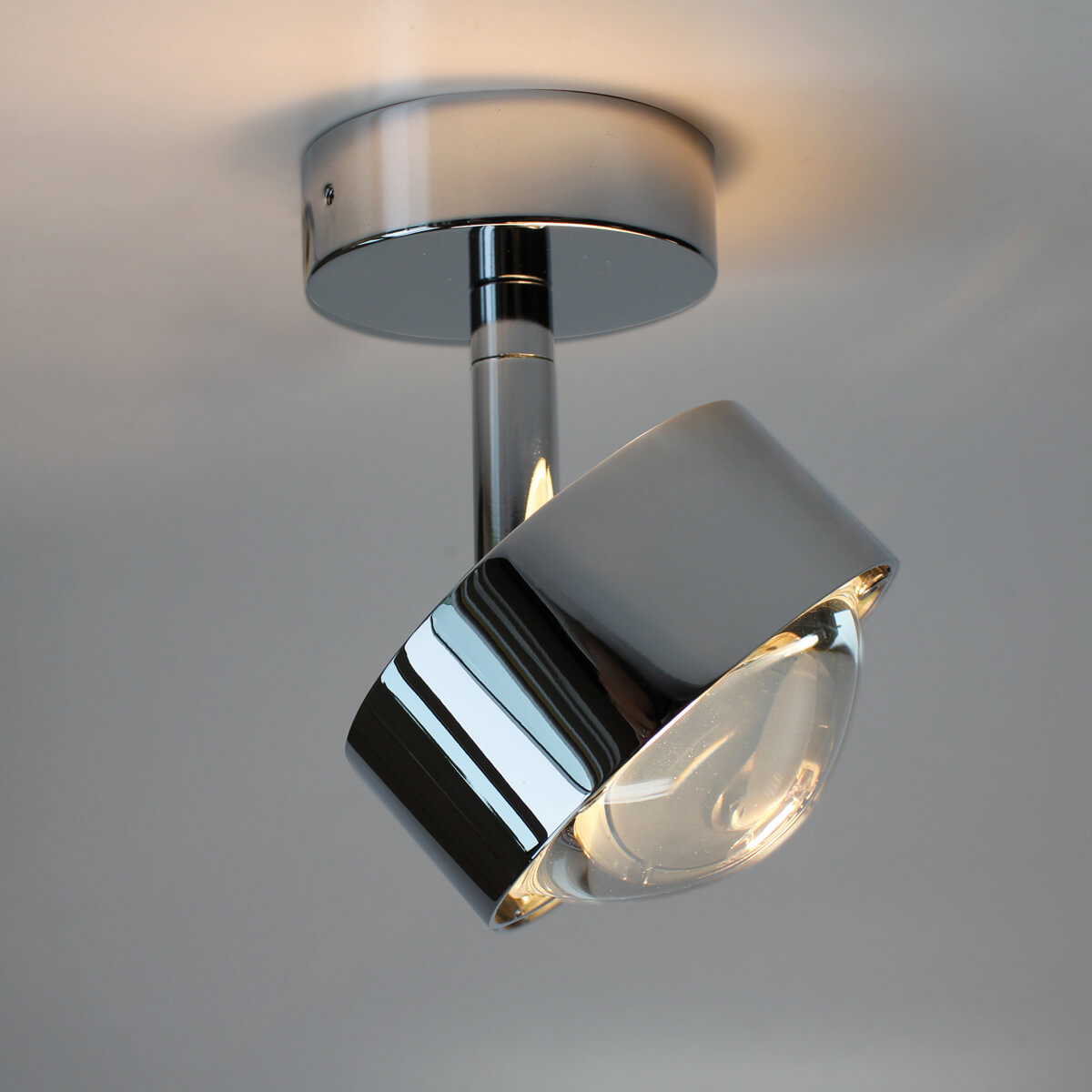 Top Light Puk Mini Turn Up & Down Deckenleuchte, Gehäuse, Chrom, mit Linse klar