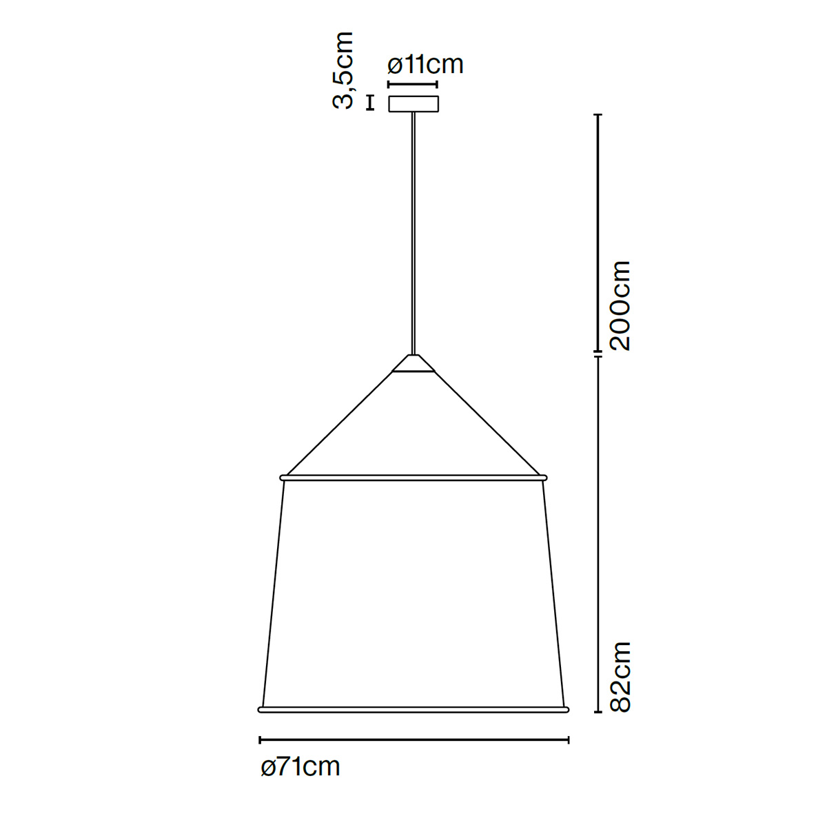 Marset Jaima 71 IP65 LED Pendelleuchte, Maßzeichnung