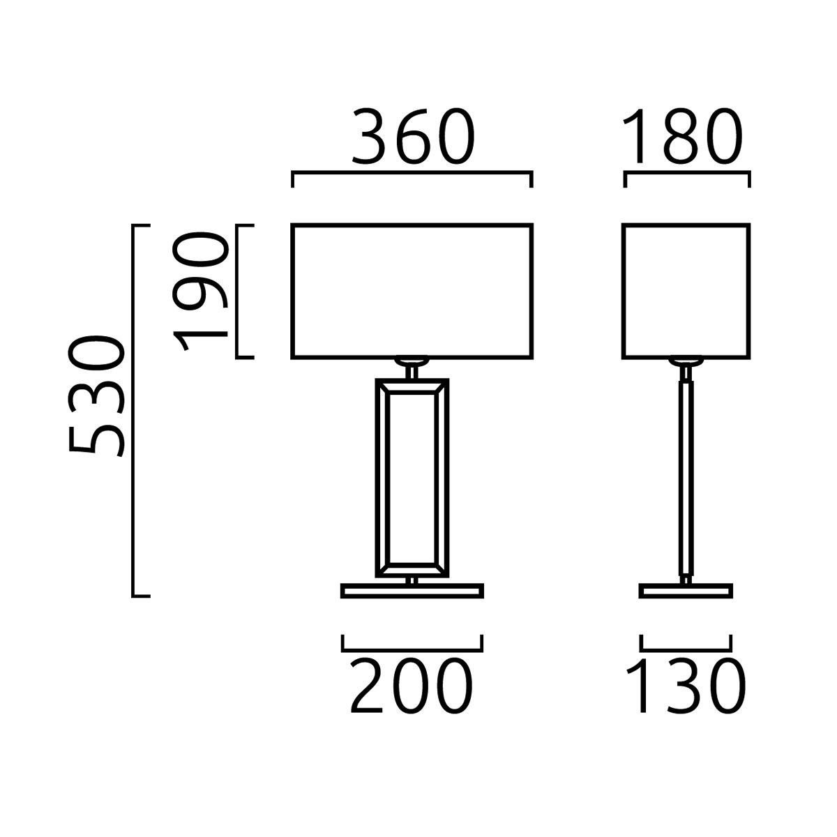 Helestra Enna 2 Tischleuchte, Höhe: 53 cm, Maßzeichnung