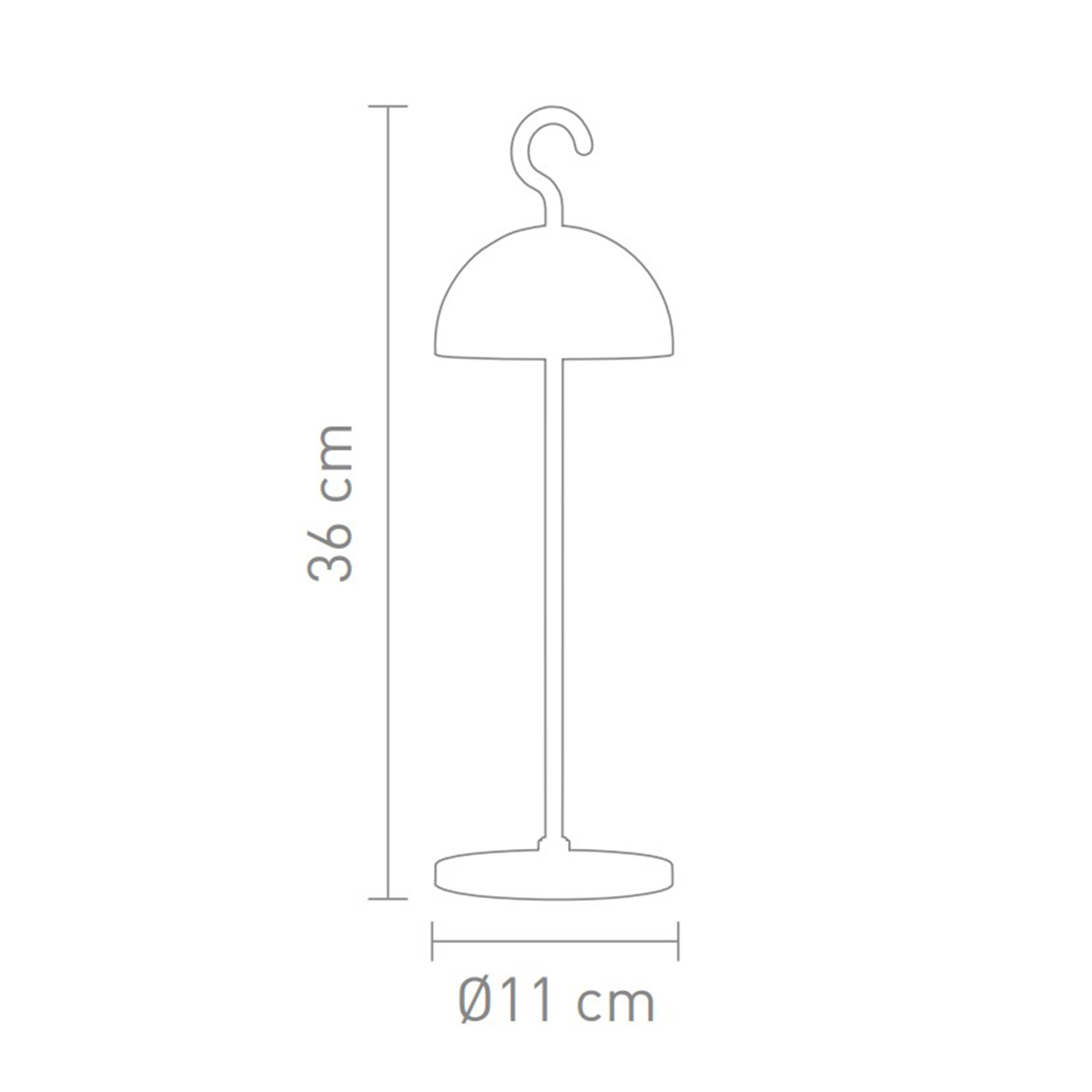 Sompex Hook LED Akkutisch- / Pendelleuchte, Maßzeichnung