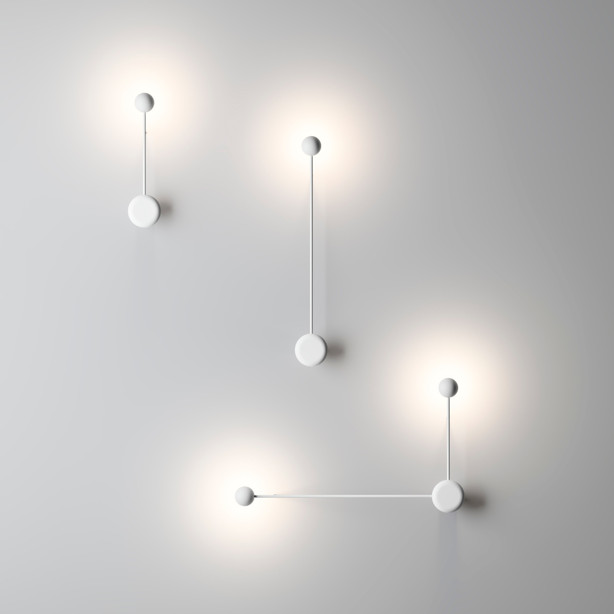 Vibia Pin 1690 LED Wandleuchte, Pin 1692 LED Wandleuchte und Pin 1694 LED Wandleuchte, weiß matt