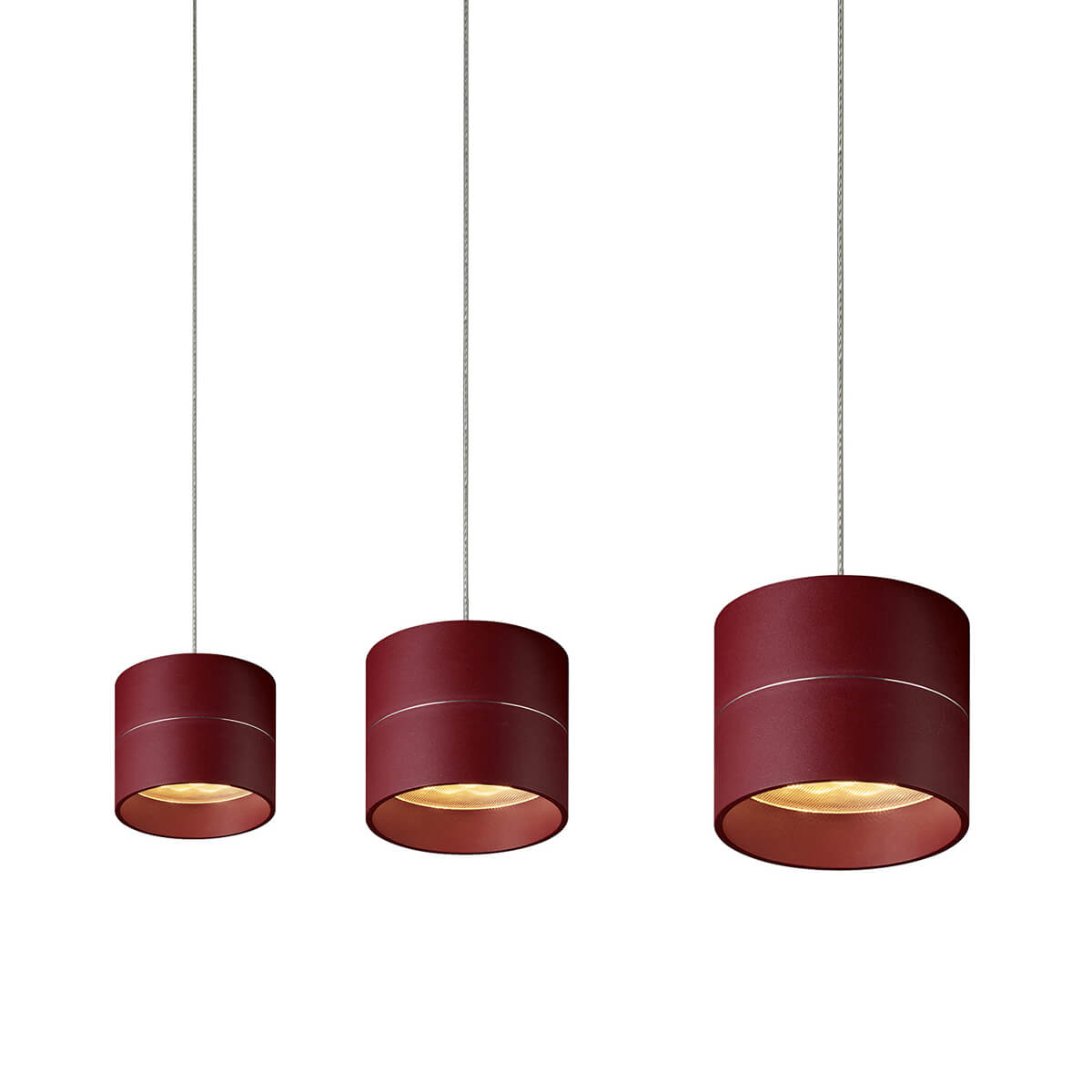 Oligo Tudor S LED Pendelleuchte, 3-flg., TW, unsichtbare Höhenverstellung, Baldachin: weiß matt, rot matt