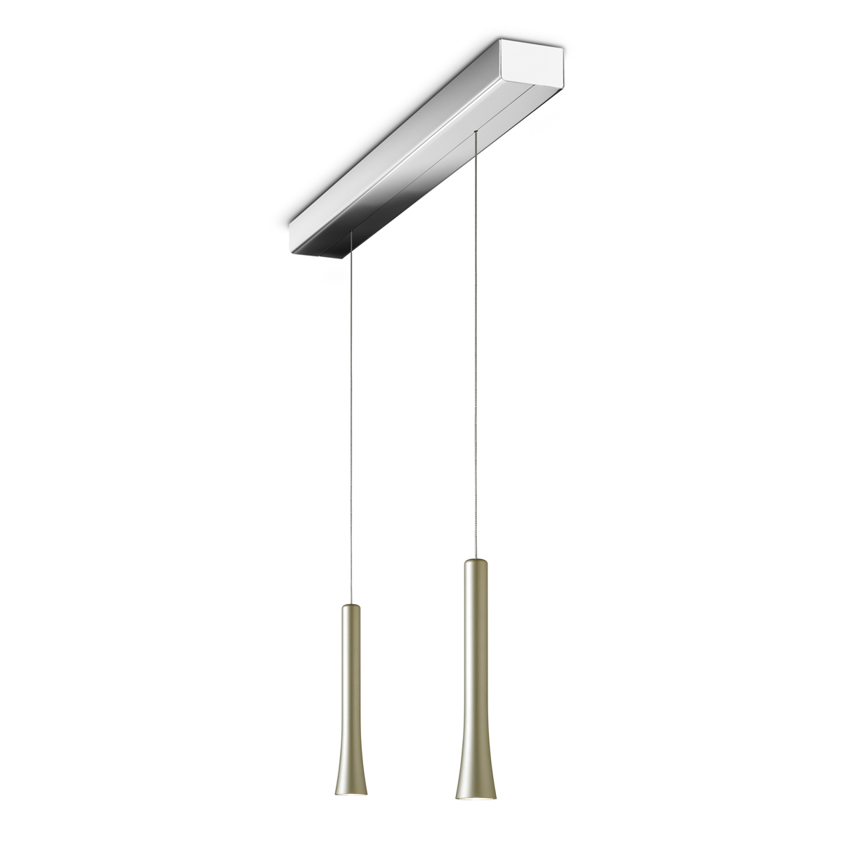 Oligo Rio LED Pendelleuchte, 2-flg., unsichtbare Höhenverstellung, Baldachin: Chrom, Pearl silver