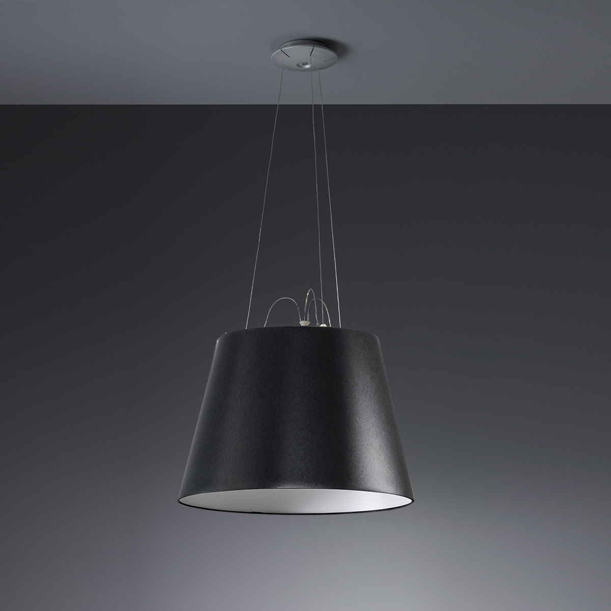 Artemide Tolomeo Mega Sospensione, Schwarz, Schirm Ø 52cm