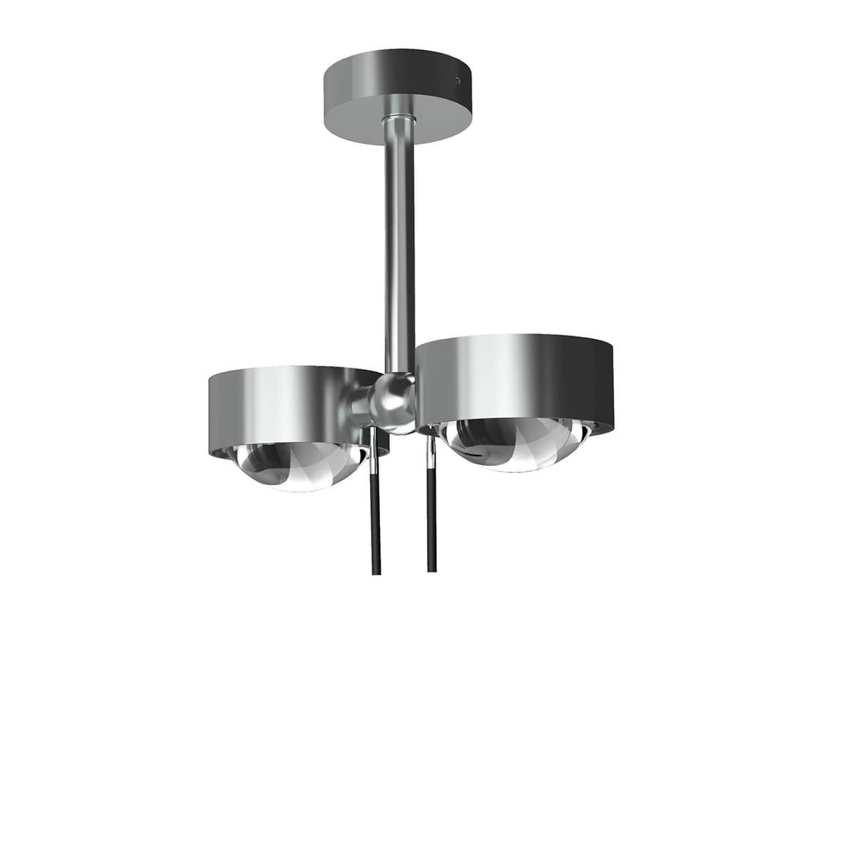 Top Light Puk Mini Side Twin Ceiling Deckenleuchte, 10 cm, Gehäuse, Chrom matt, mit Linse klar / Glas satiniert (nicht inbegriffen)
