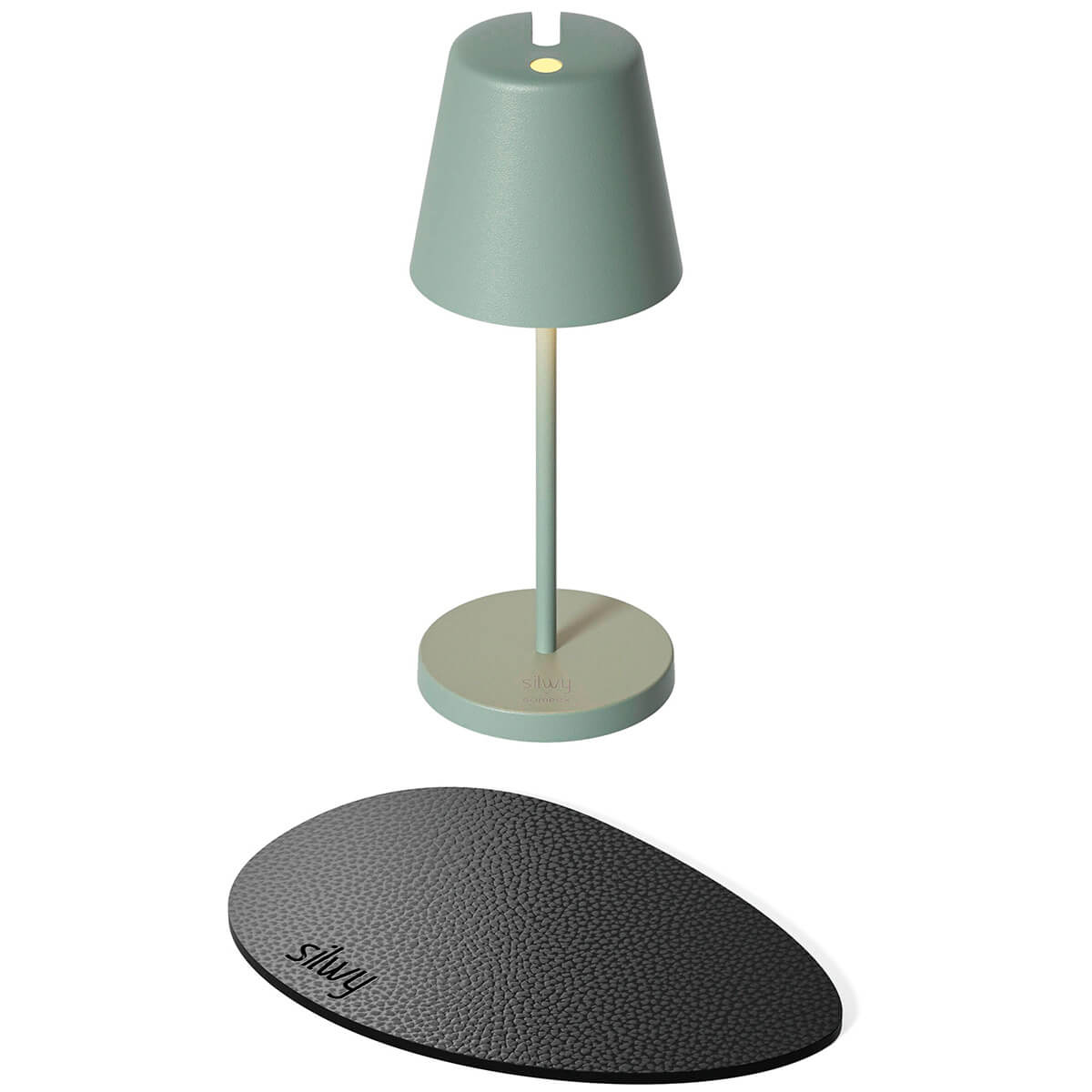Silwy x Sompex Portofino LED Akkuleuchte, olivgrün, inkl. Metall-Nano-Gel-Tischset von Silwy (zur Magnetbefestigung)