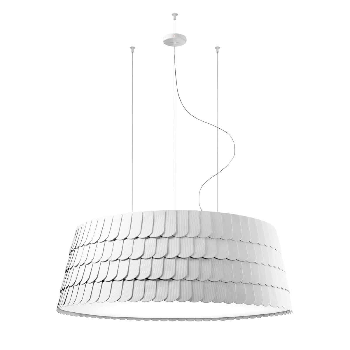 Fabbian Roofer Pendelleuchte zylindrisch, D. 119cm, weiß (Produktansicht)