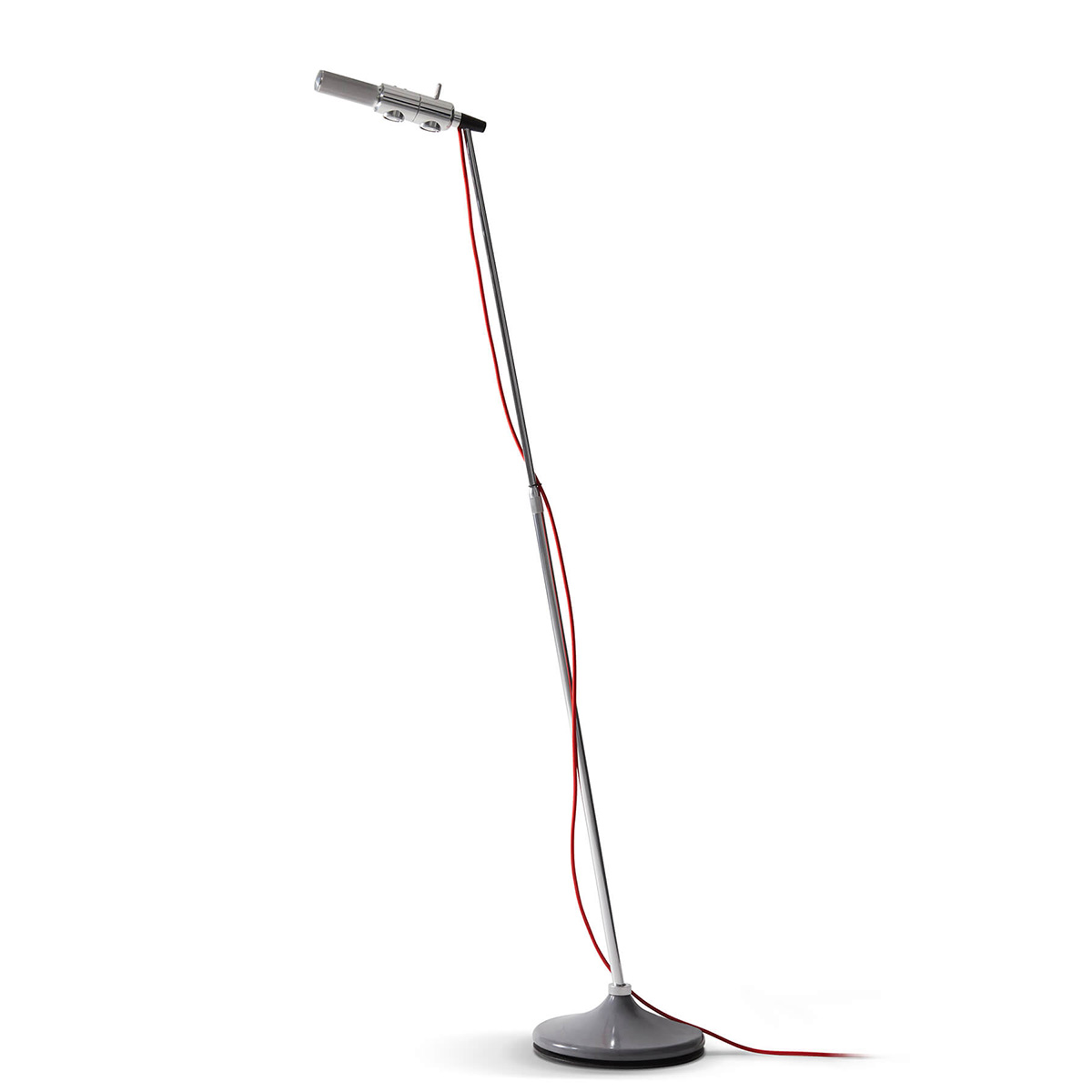Less 'n' more Stereo LED Stehleuchte, Alu poliert / Beton grau (Leuchtenkopf ohne Lichtsegel)