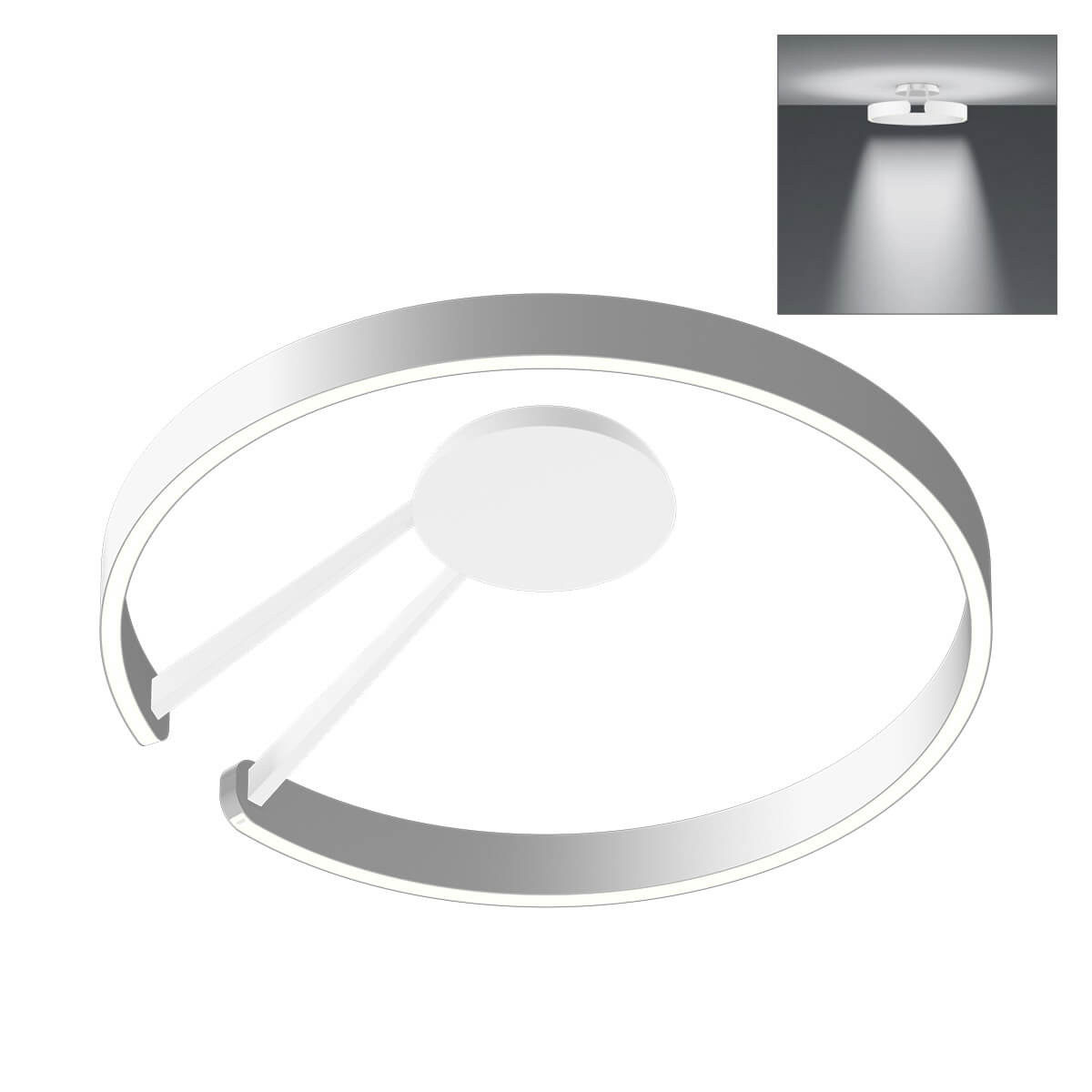 Occhio Mito aura 60 narrow LED Deckenleuchte, Base: weiß matt, Silber matt Mito aura 60 narrow LED Deckenleuchte, Base: weiß matt