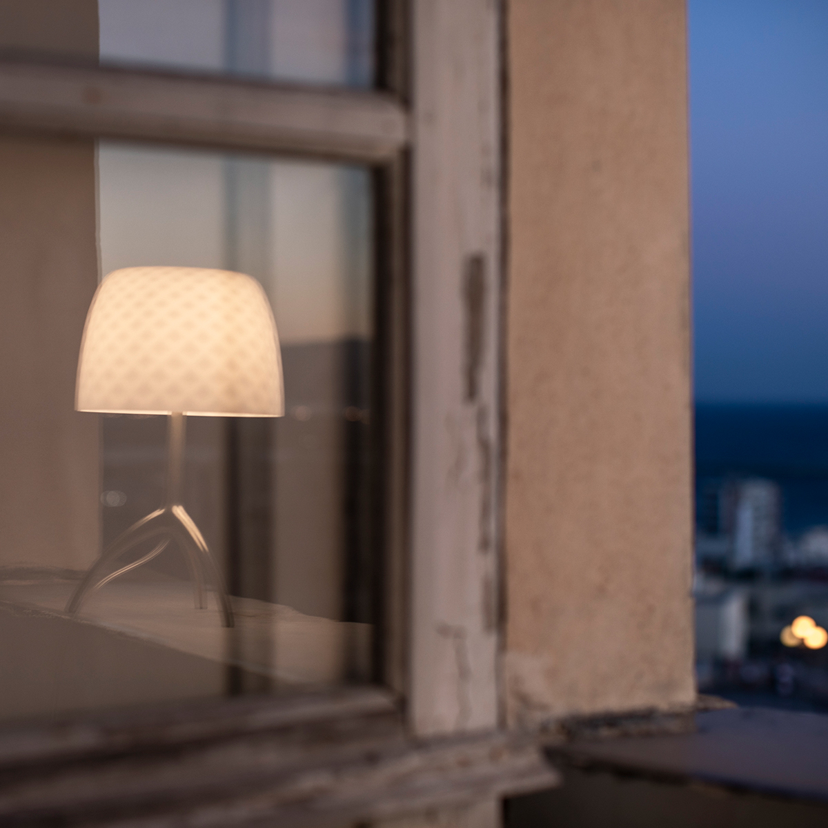 Foscarini Lumiere 30th Piccola Tavolo, champagner / pastilles (Rautenmuster)