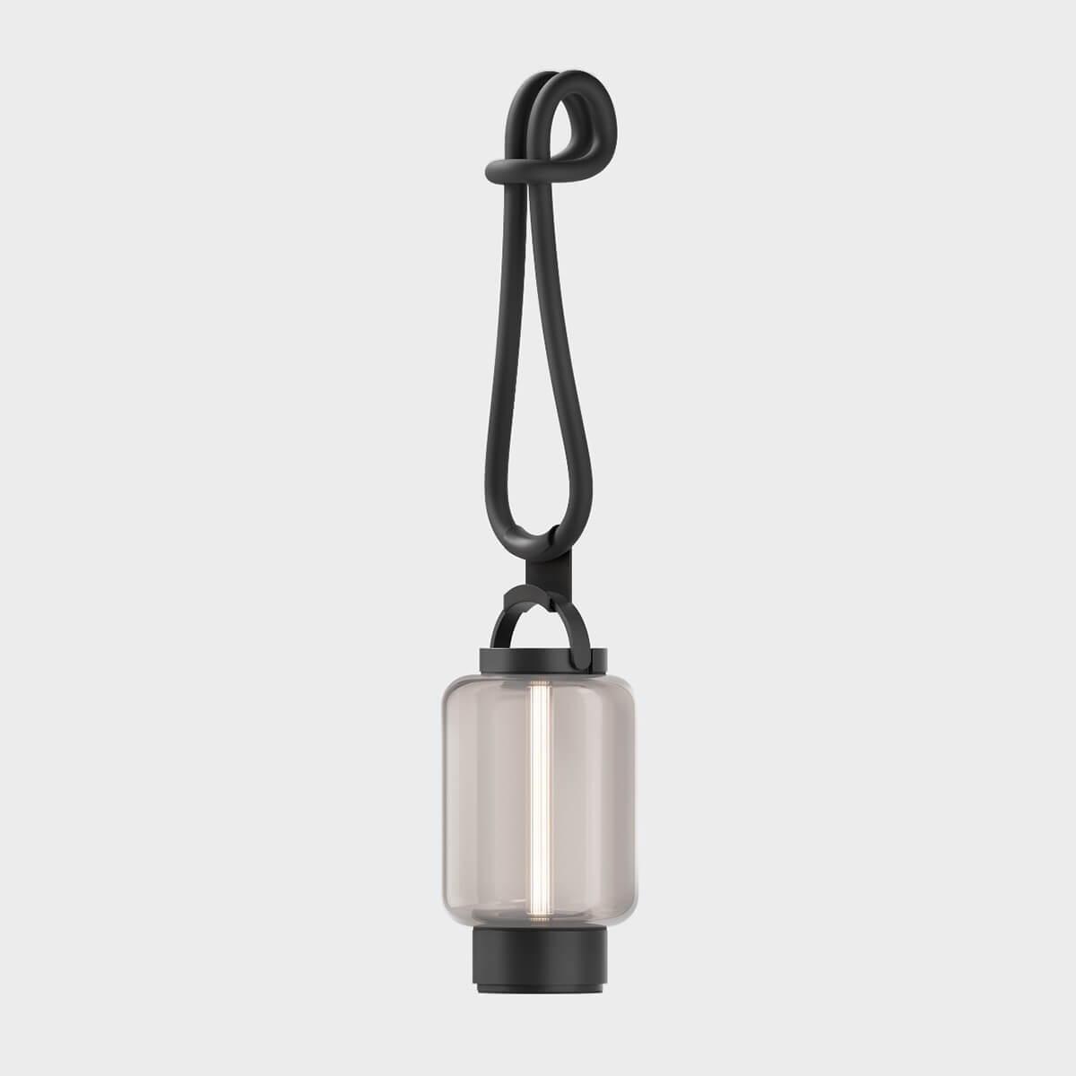 IP44.DE Qu LED Akkuleuchte, jet black (schwarz), mit Qu Rope-Aufhängung (als Zubehör erhältlich)