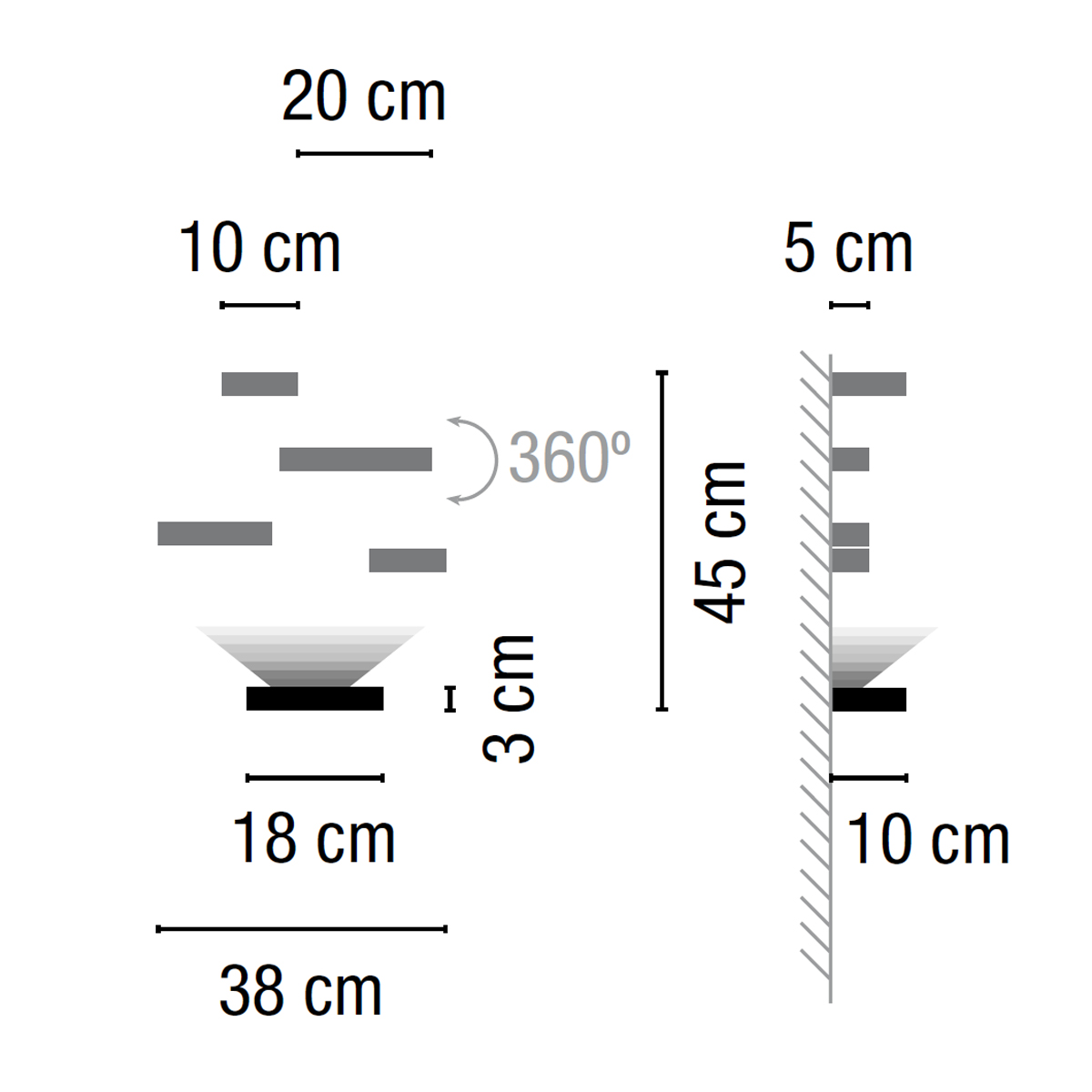 Vibia Set 7753 Wandleuchte, Maßzeichnung