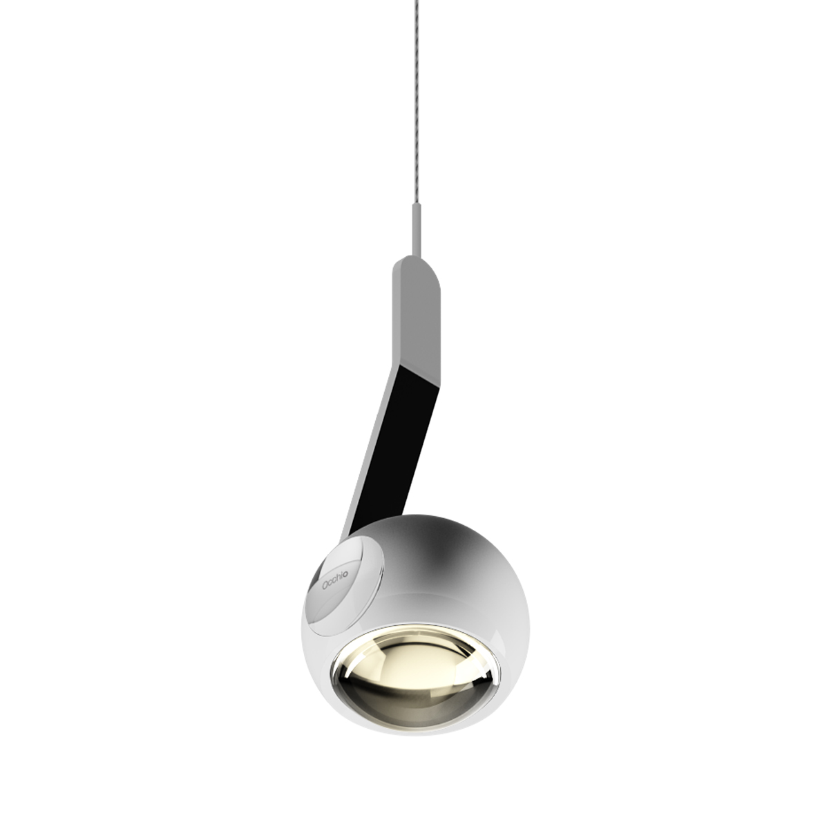Occhio io 3d sospeso var up C LED Pendelleuchte, 2700 K, variabel, weiß glänzend, pads und body Chrom