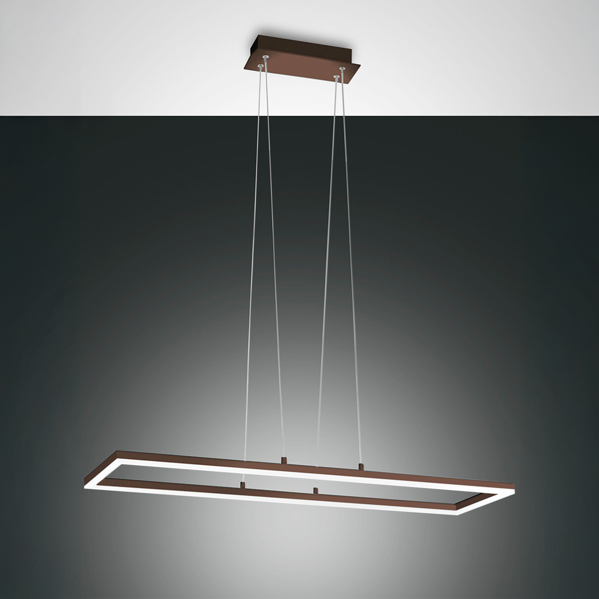 Fabas Luce Bard LED Pendelleuchte, rechteckig, rostbraun