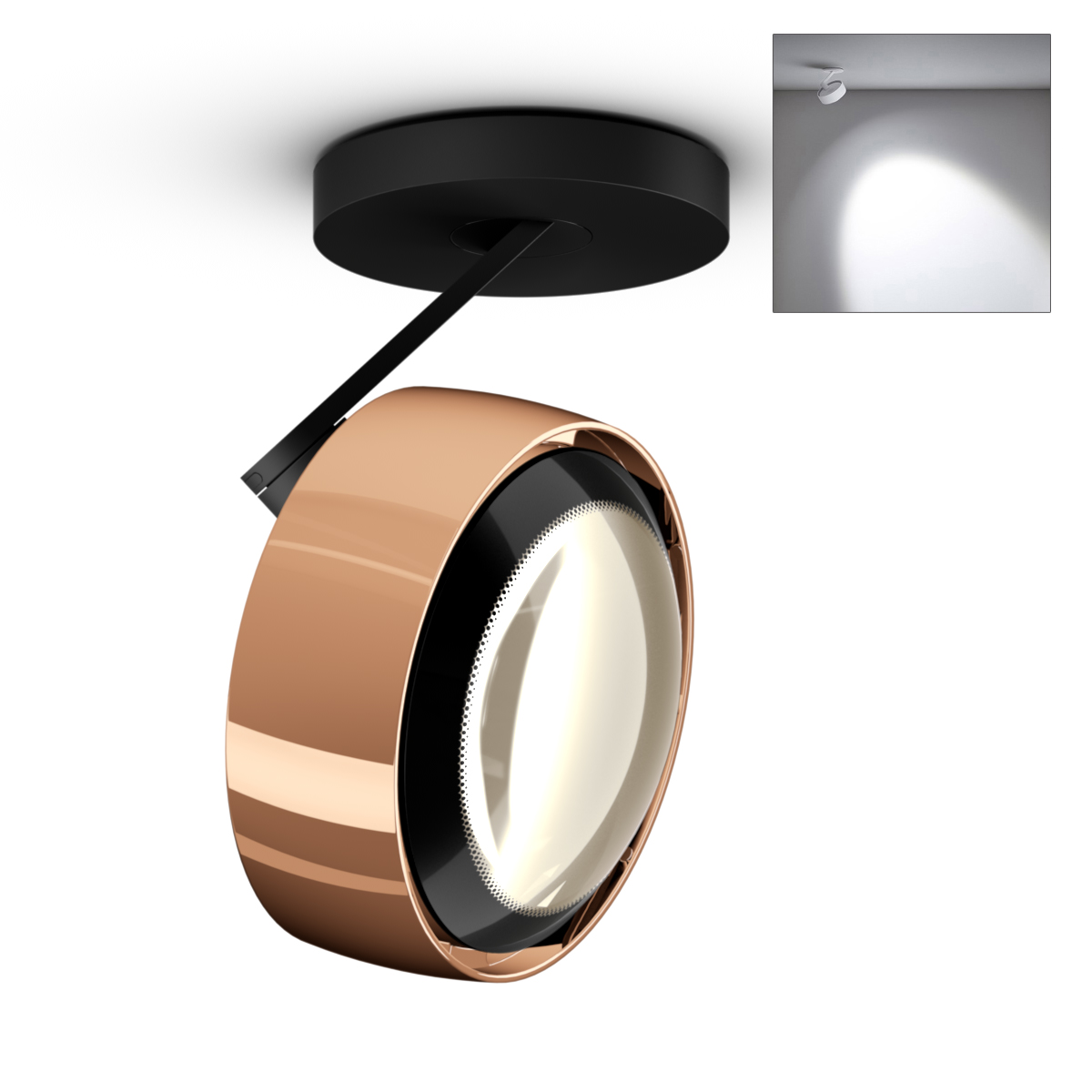 Occhio Più alto 3d Volt S40 Deckenstrahler, 3000 K, Roségold / mattschwarz